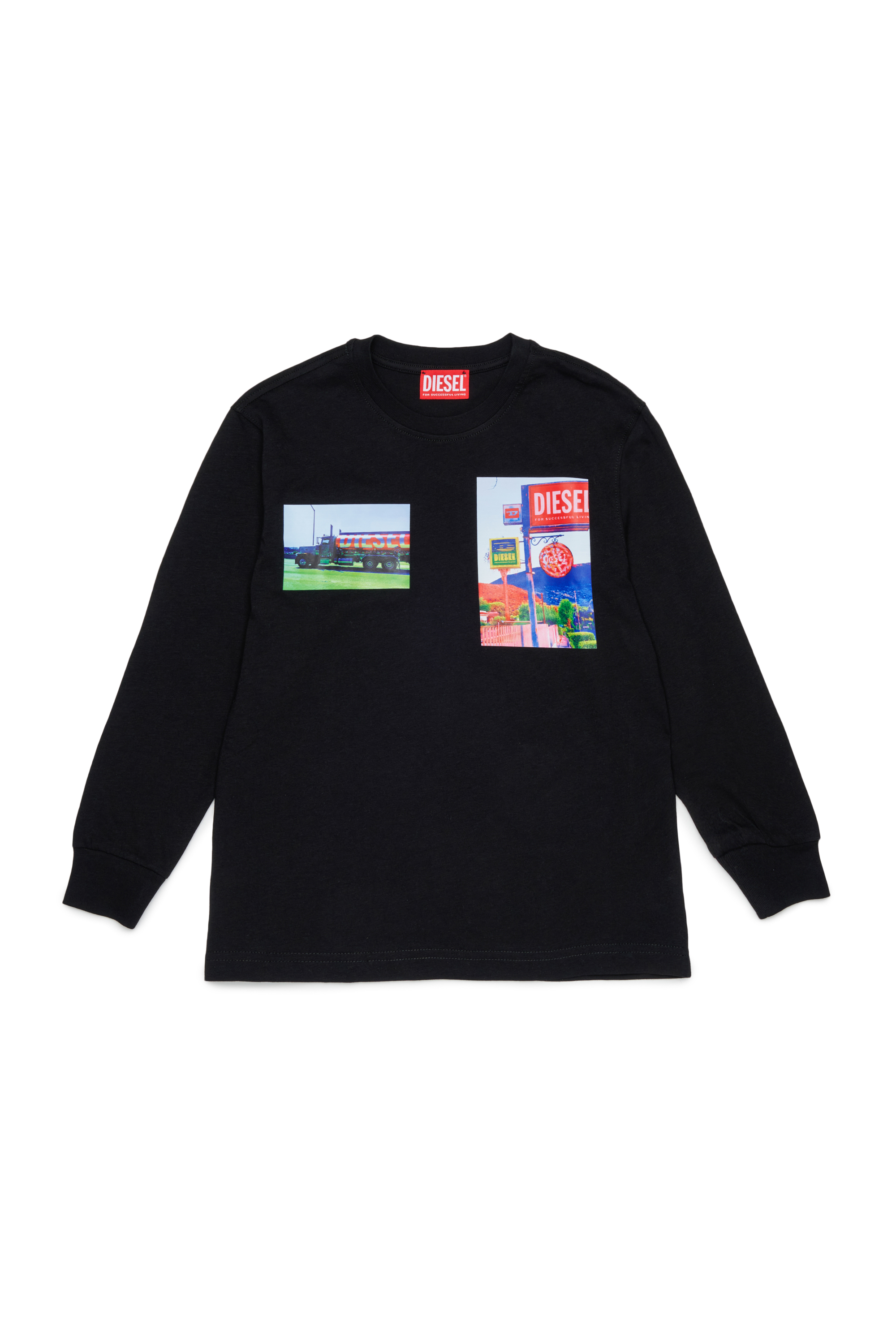Diesel - TFORMY OVER, Herren Langarm-T-Shirt mit photo prints in Schwarz - 1