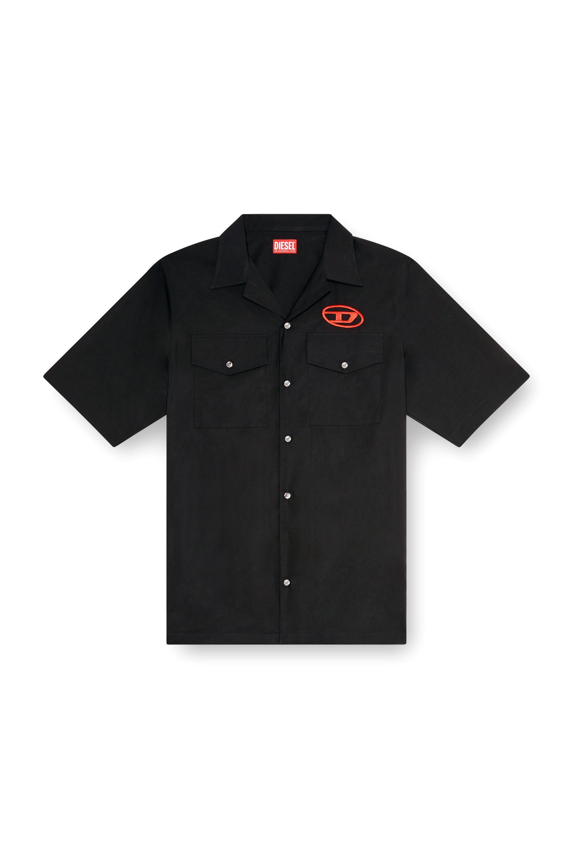 Diesel - S-MAC-22-B, Man Bowling shirt with embroidered logo in Black - Image 5