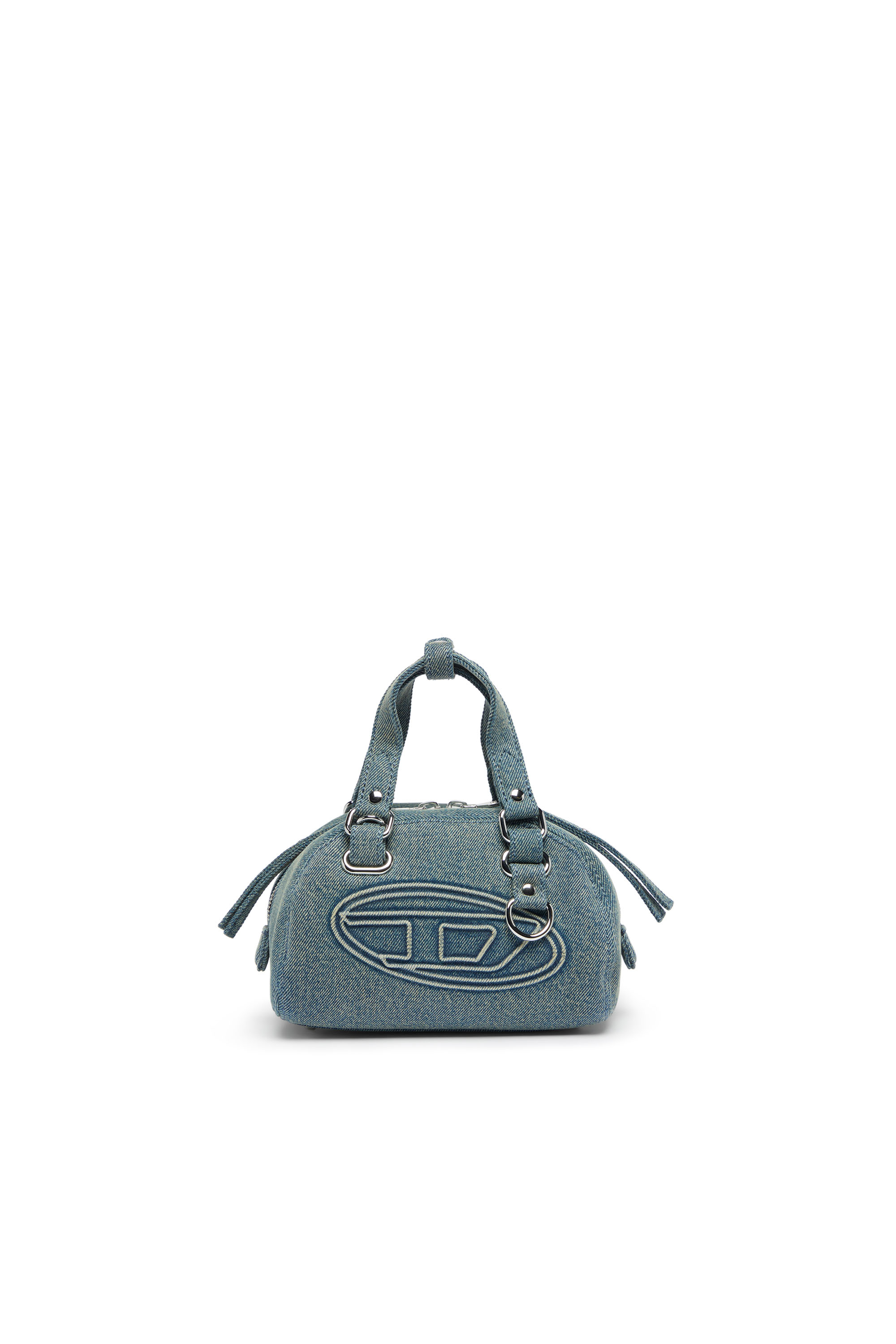 Diesel - 1DR DOME SOFT CROSSBODY, 1DR Dome-Petit sac bowling en denim avec logo Oval D Mixte in Bleu - 1