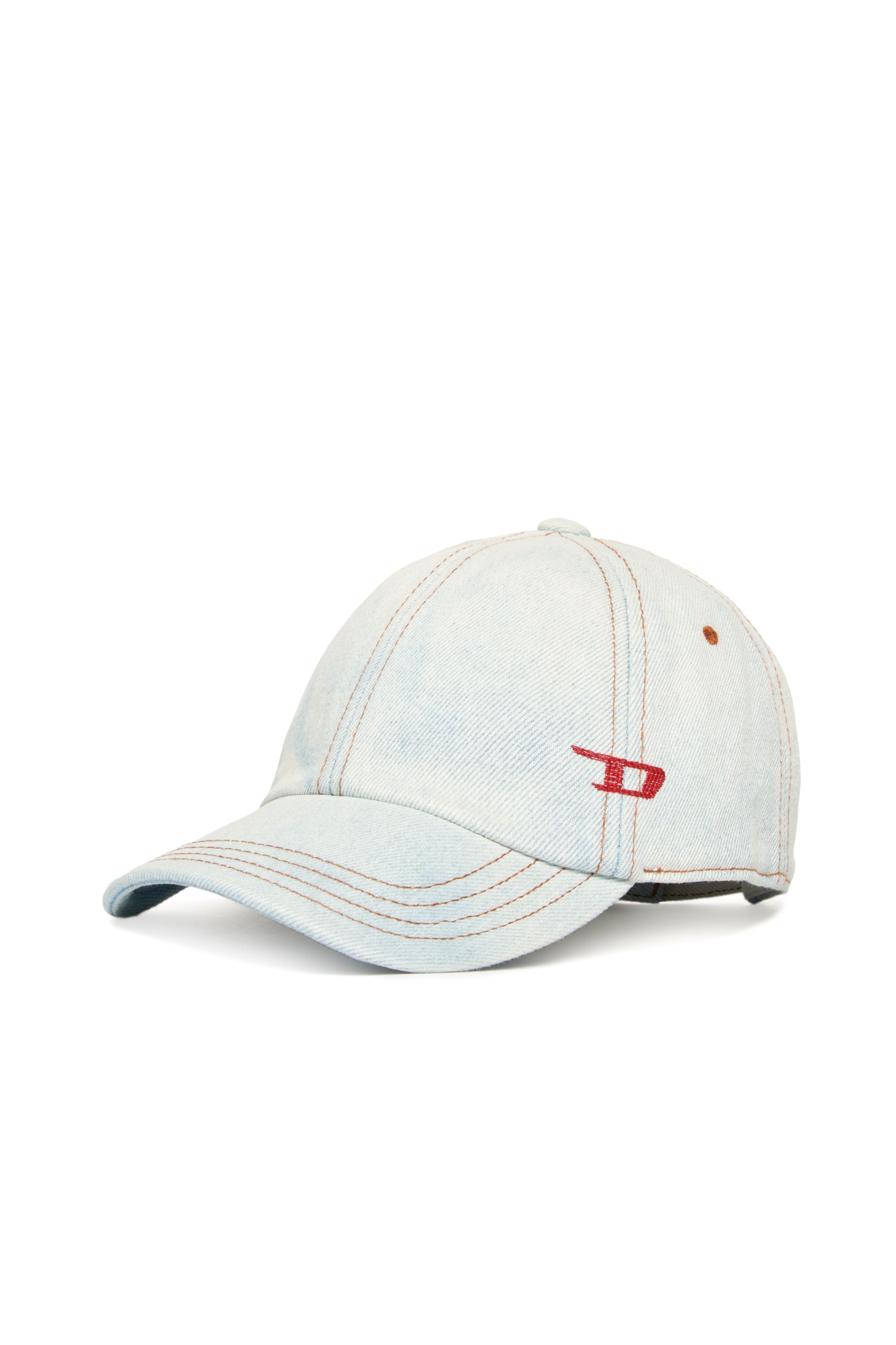 Diesel - FCLIB3, Casquette de baseball en denim avec surpiqûres contrastées Mixte in Bleu - 1