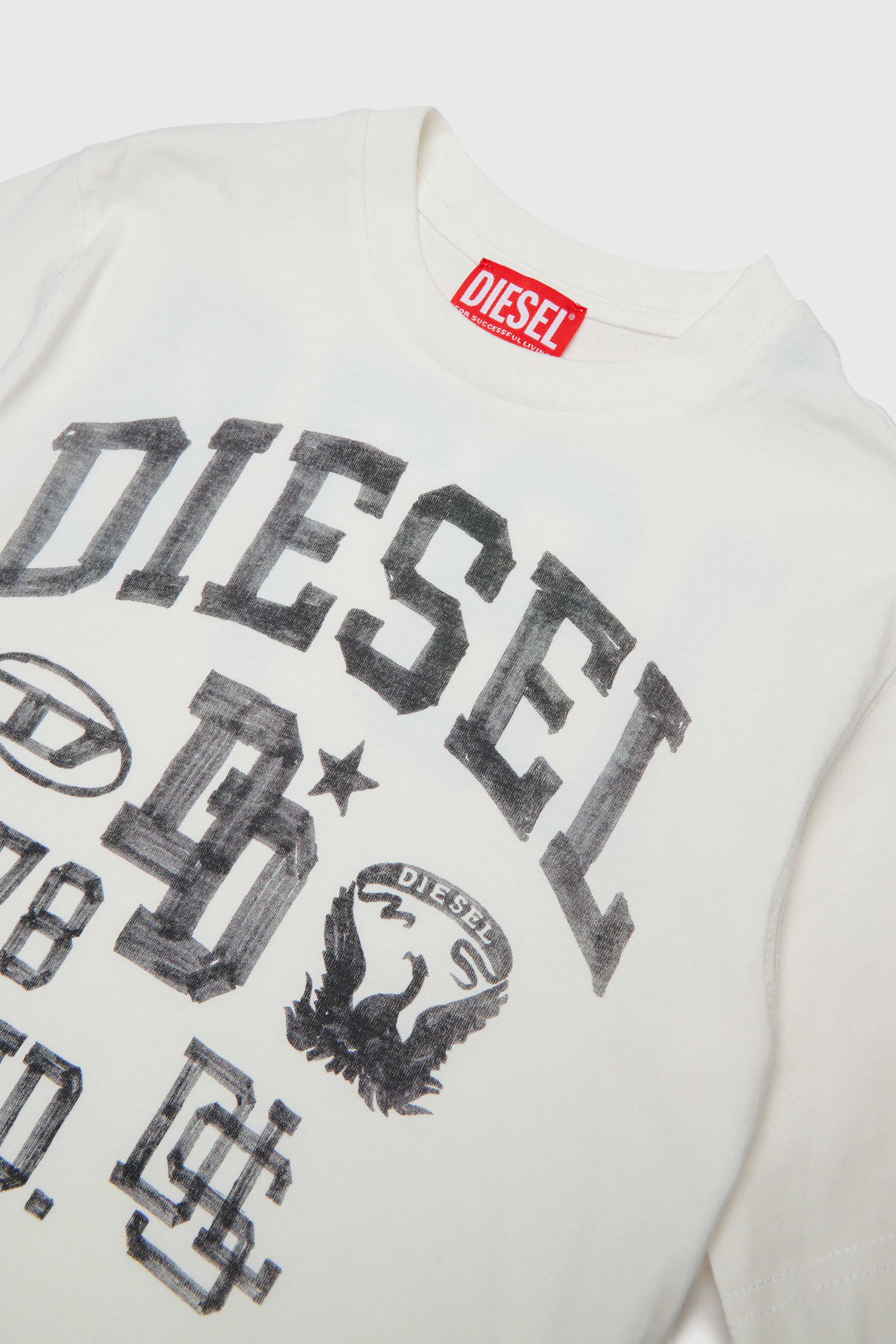 Diesel - TBAND OVER, T-shirt in cotone con grafica stile college Uomo in Bianco - 3