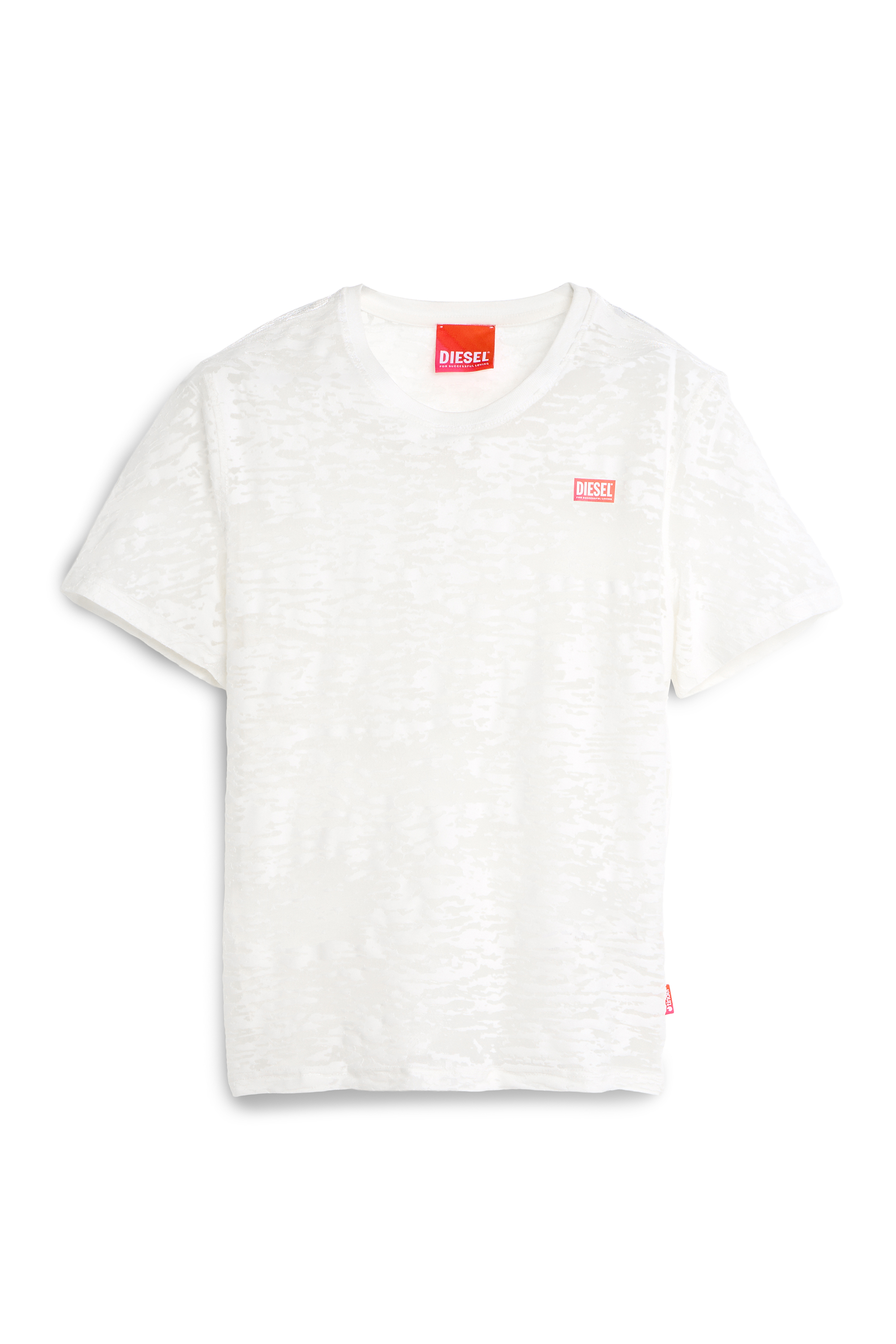 Diesel - PR-T-NOTS-MATI-R, T-shirt in jersey devor&eacute; all-over Unisex in Bianco - 2