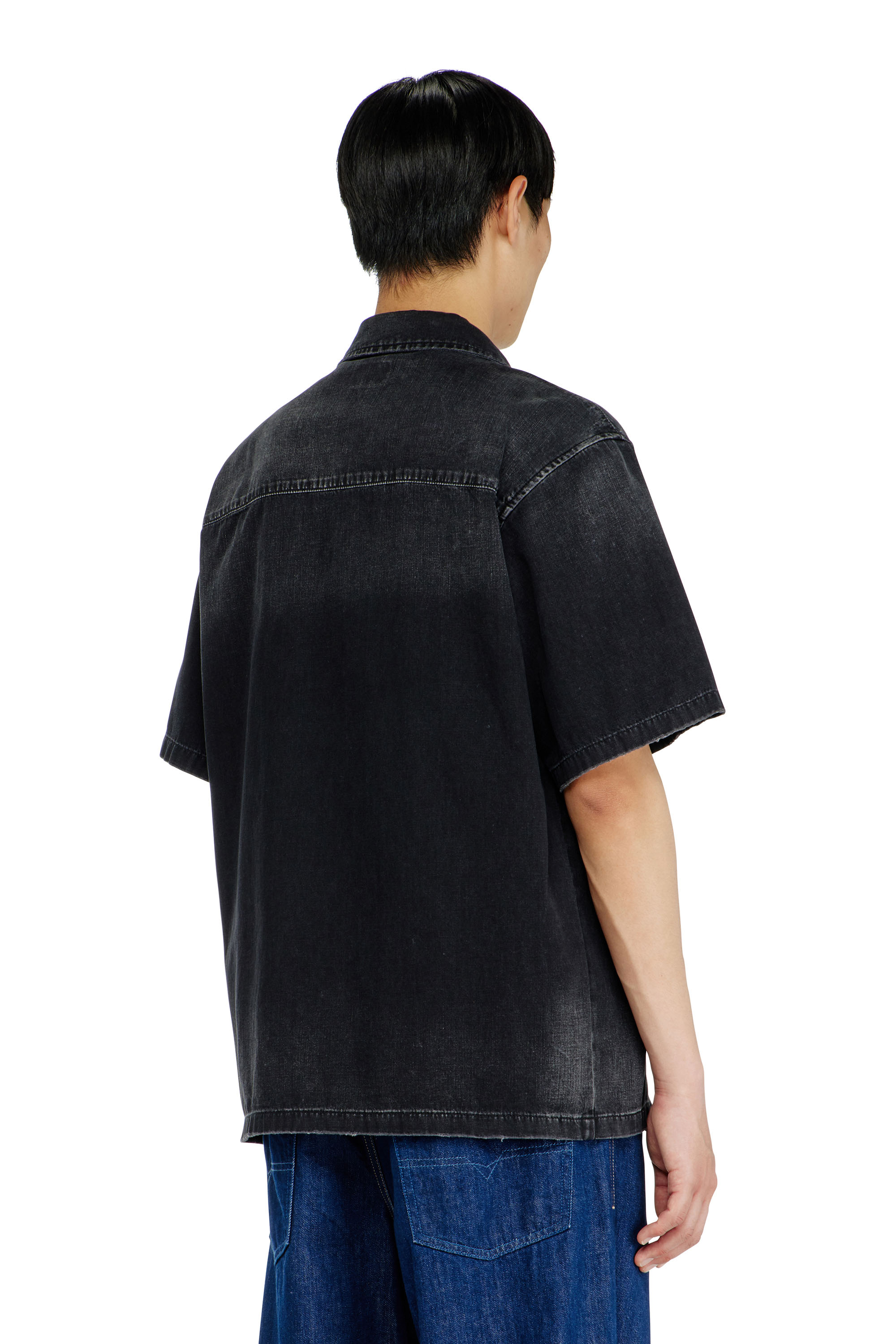Diesel - D-NABIL-D, Camicia in denim a maniche corte Uomo in Nero - 4