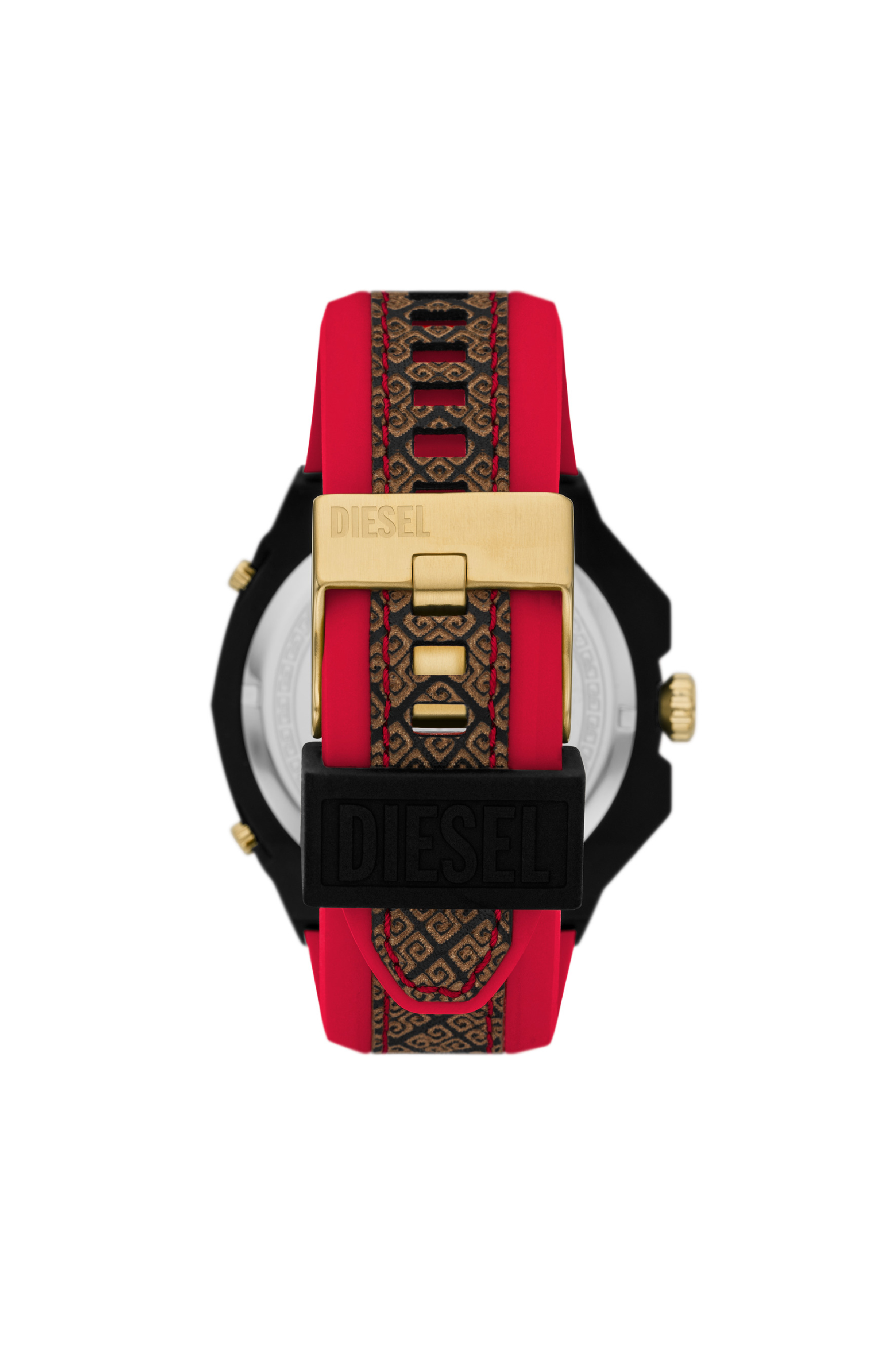 Diesel - DZ4618, Herren Framed Leder and Silikonarmband in Schwarz/Rot - 2