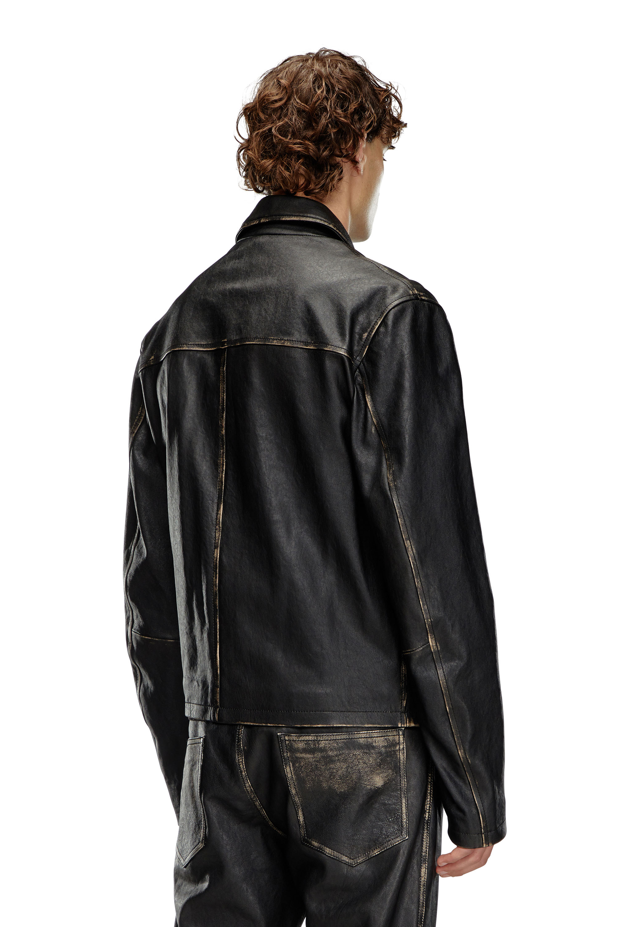 Diesel - L-BLIXIA, Man Distressed leather jacket in Black - Image 4