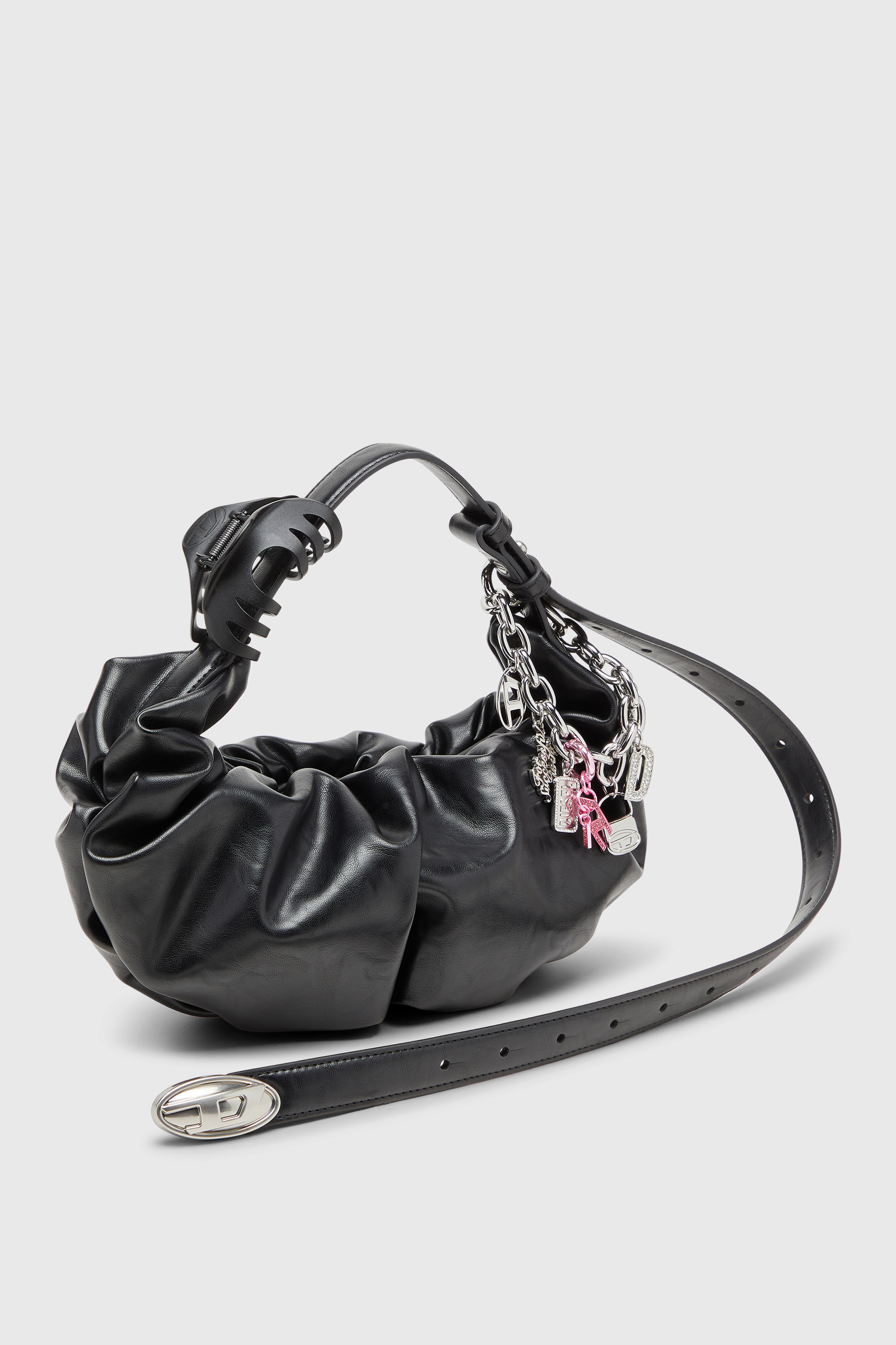 Diesel - GRAB-D HOBO S, Grab-D-Sac hobo noir &agrave; bandouli&egrave;re effet ceinture Femme in Noir - 2