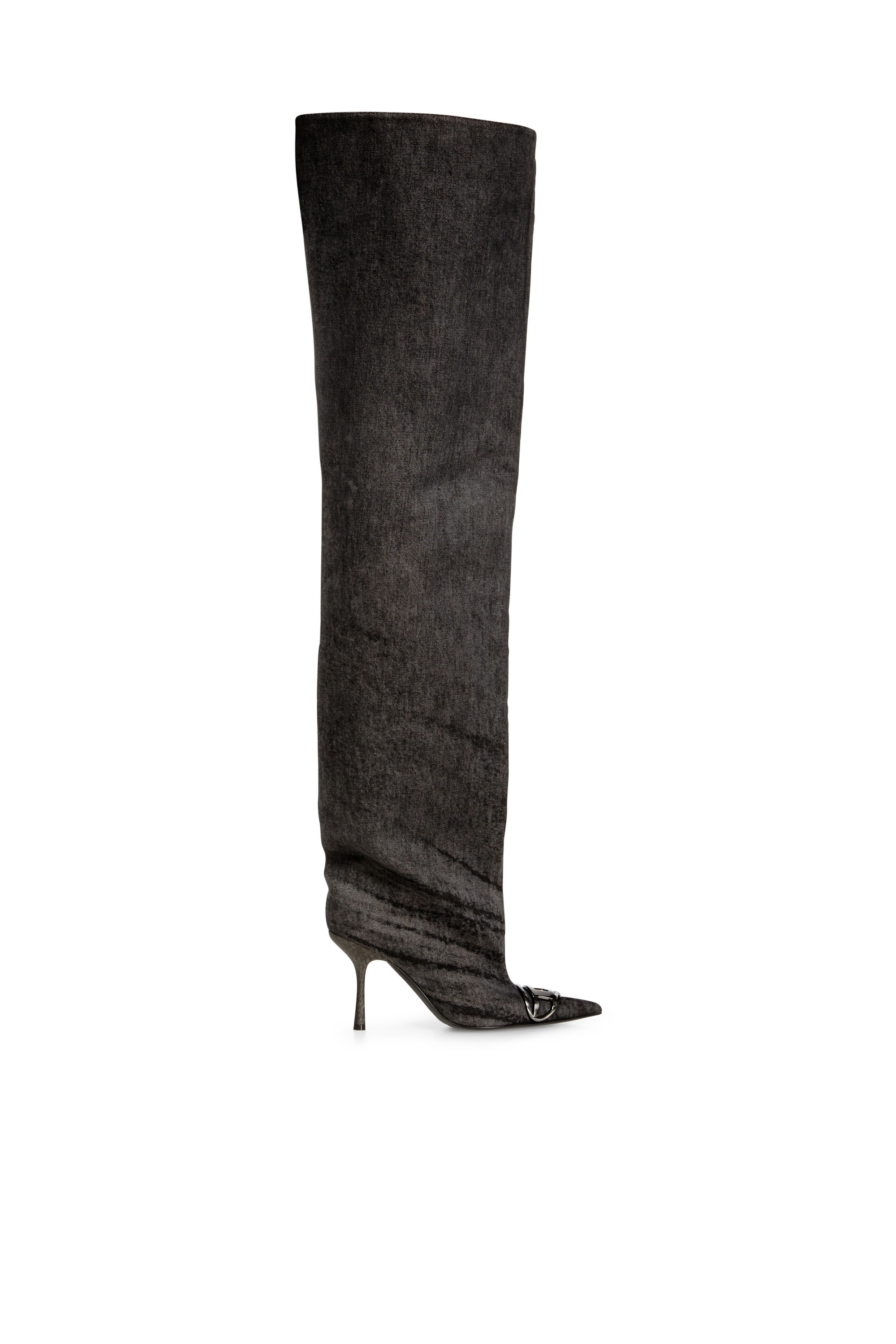 D-VENUS 90 OTK BOOT, Noir Diesel - D-VENUS 90 OTK BOOT, Cuissardes en denim enduit Femme in Noir - 1