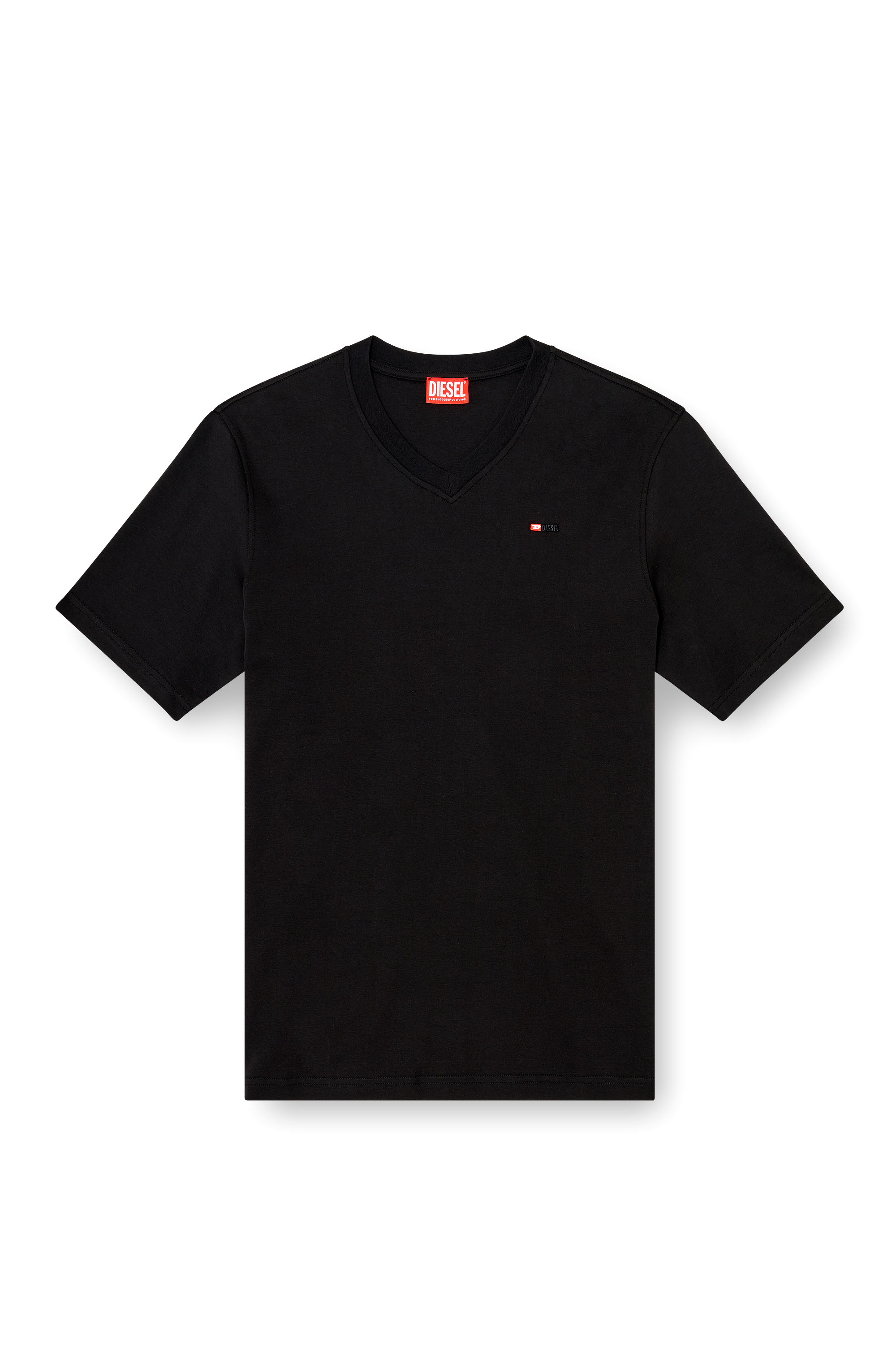 Diesel - T-ADJUST-V-MICRODIV, Herren T-Shirt mit V-Ausschnitt und Mikro-Logo-Stickerei in Schwarz - 3