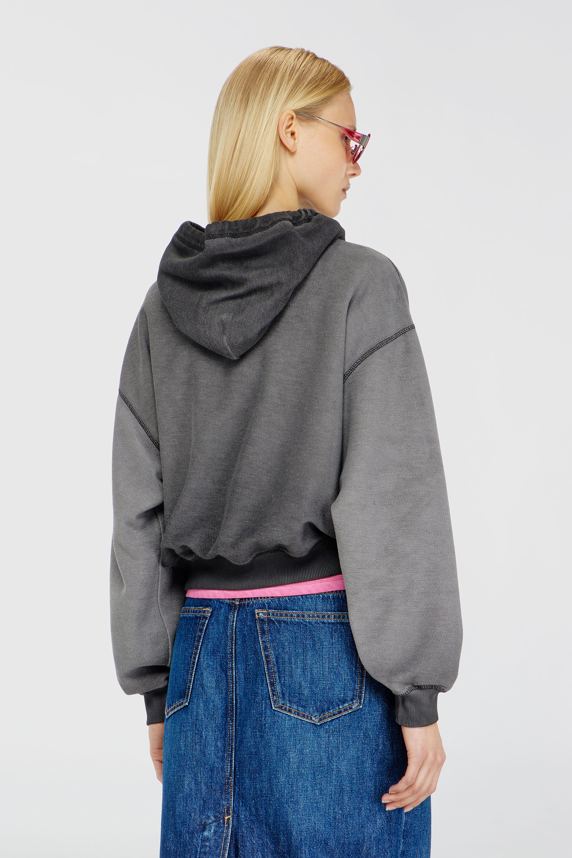 Diesel - F-SUNNY-HOOD, Hoodie con stampa d&eacute;vor&eacute; Donna in Grigio - 4