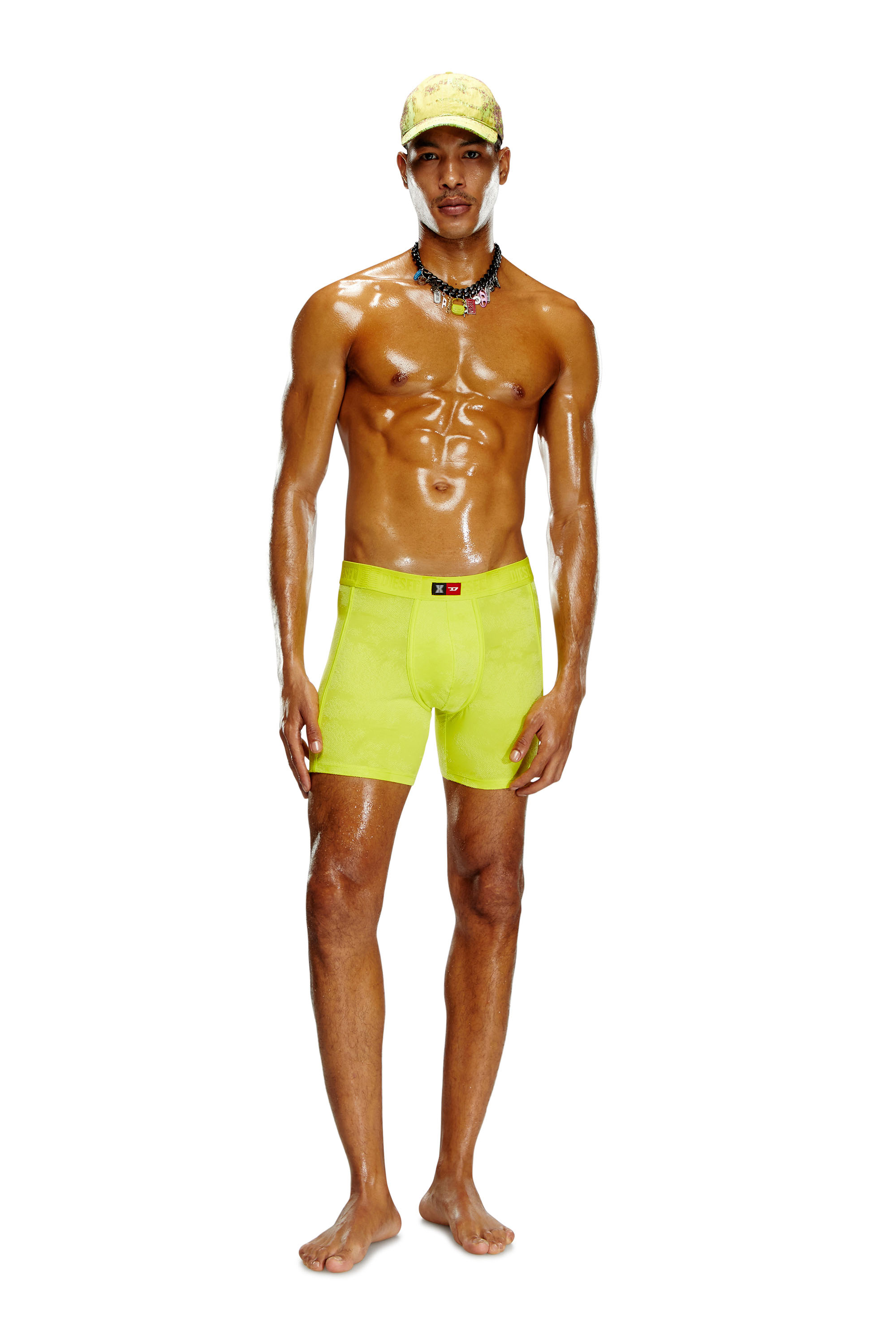 Diesel - FLOCKED-BOXER-BRIEFS, Herren Retropants aus beflockter Mikrofaser in Neongrün - 1