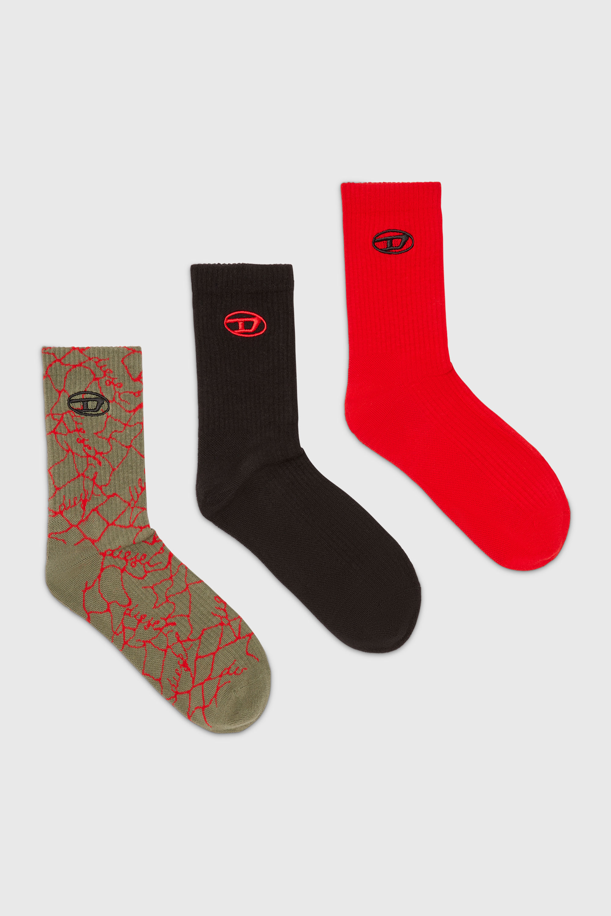 Diesel - SKM-D-TENNIS-CREW-17,5, Lot de trois paires de chaussettes avec d&eacute;tail logo Homme in Polychrome - 1