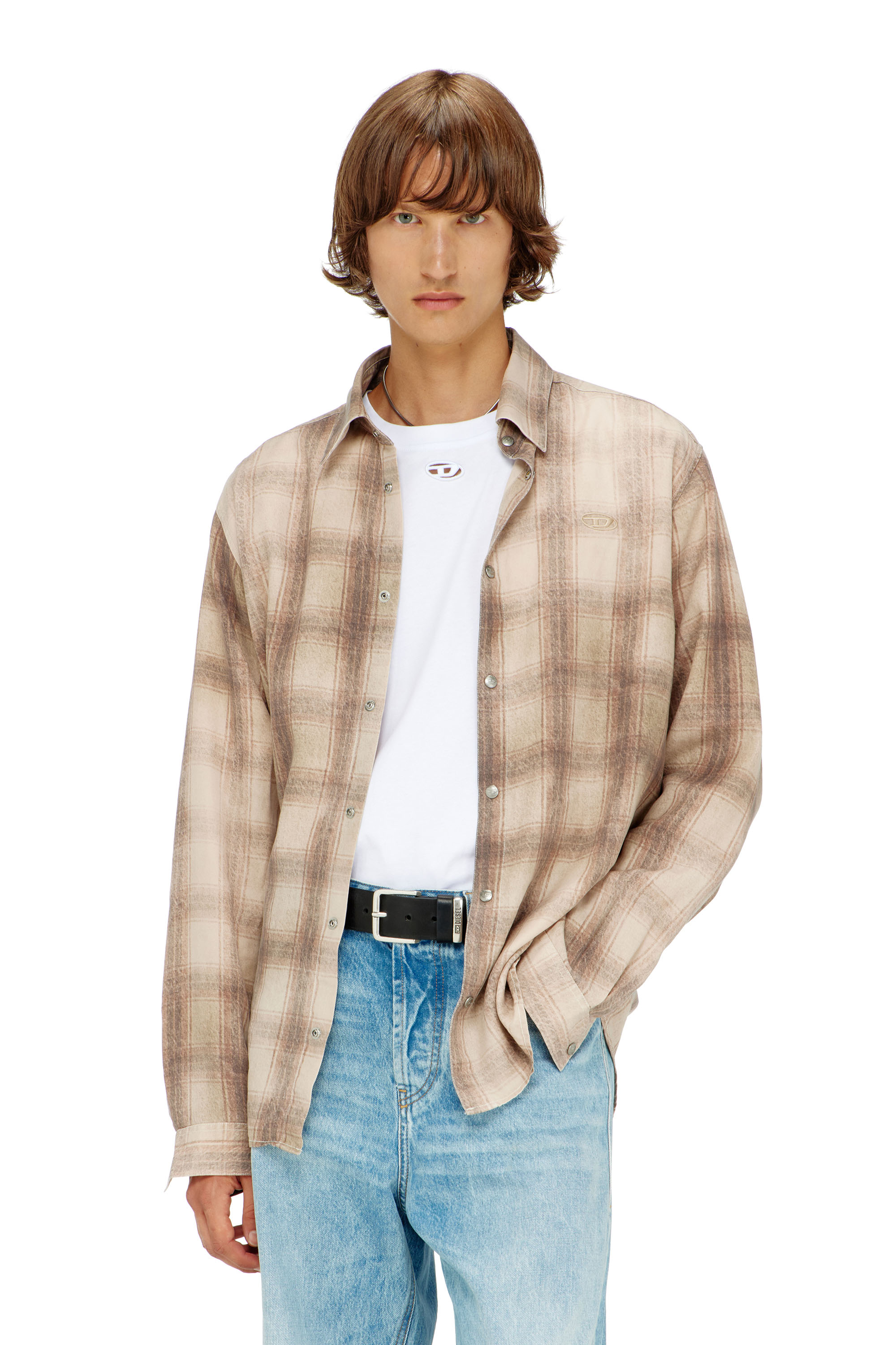 Diesel - T-BOXT-DCO, T-shirt en coton d&eacute;contract&eacute;e avec broderie Oval D Homme in Blanc - 1
