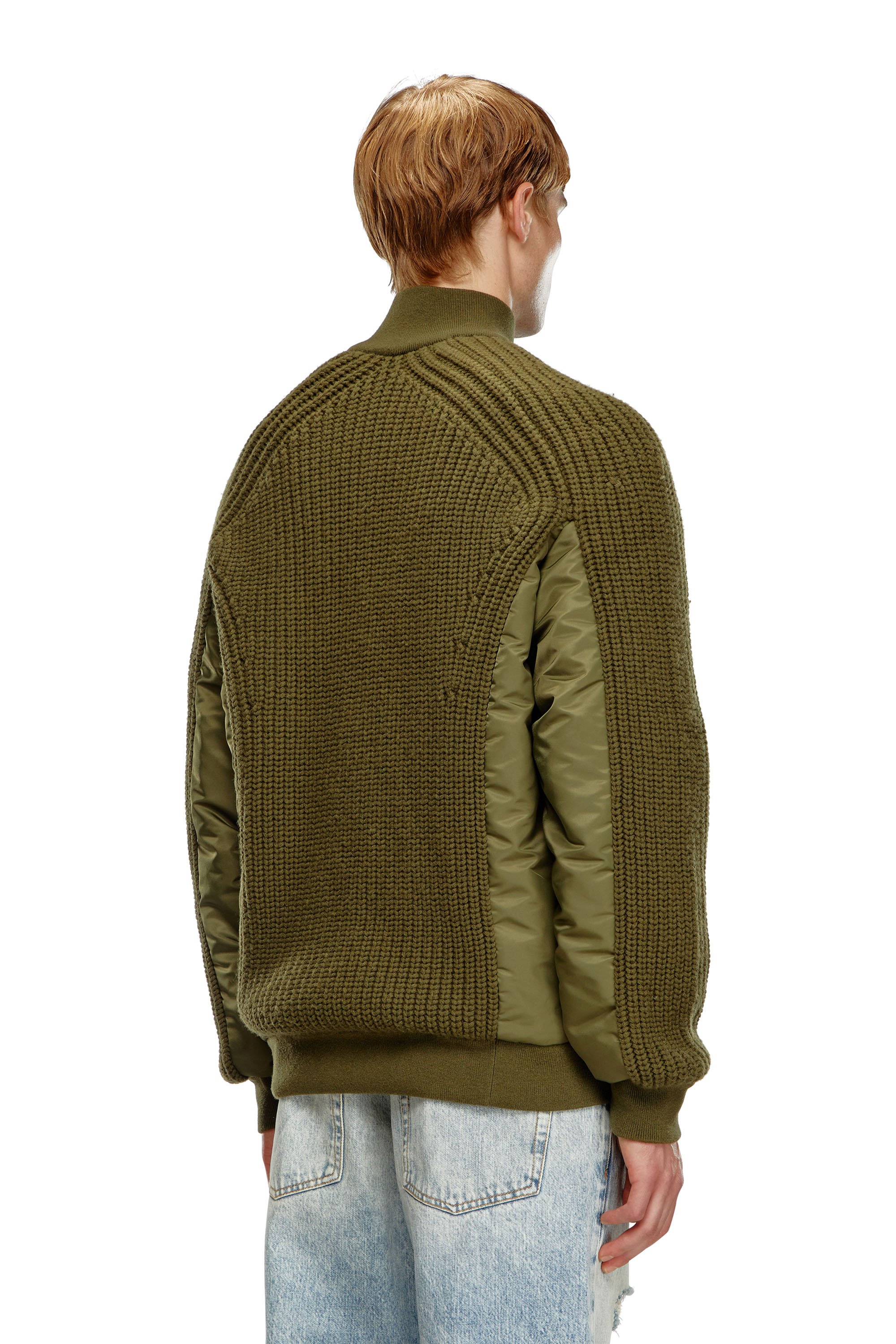 Diesel - K-ARRE, Man Zip-up cardigan in wool and nylon in Green - Image 3
