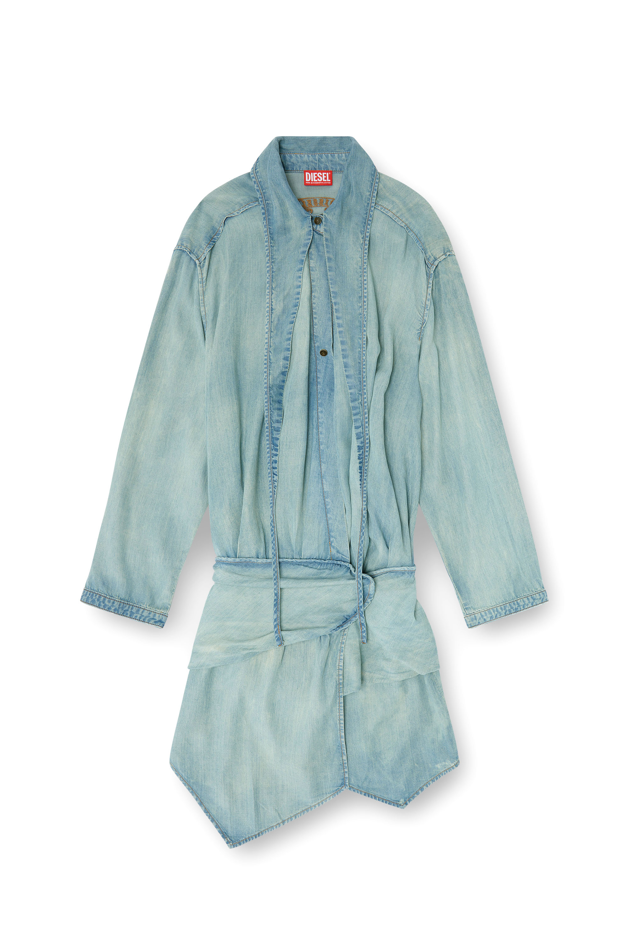 Diesel - DE-TILORA-S, Damen Oversized draped denim Hemdkleid in null - 3