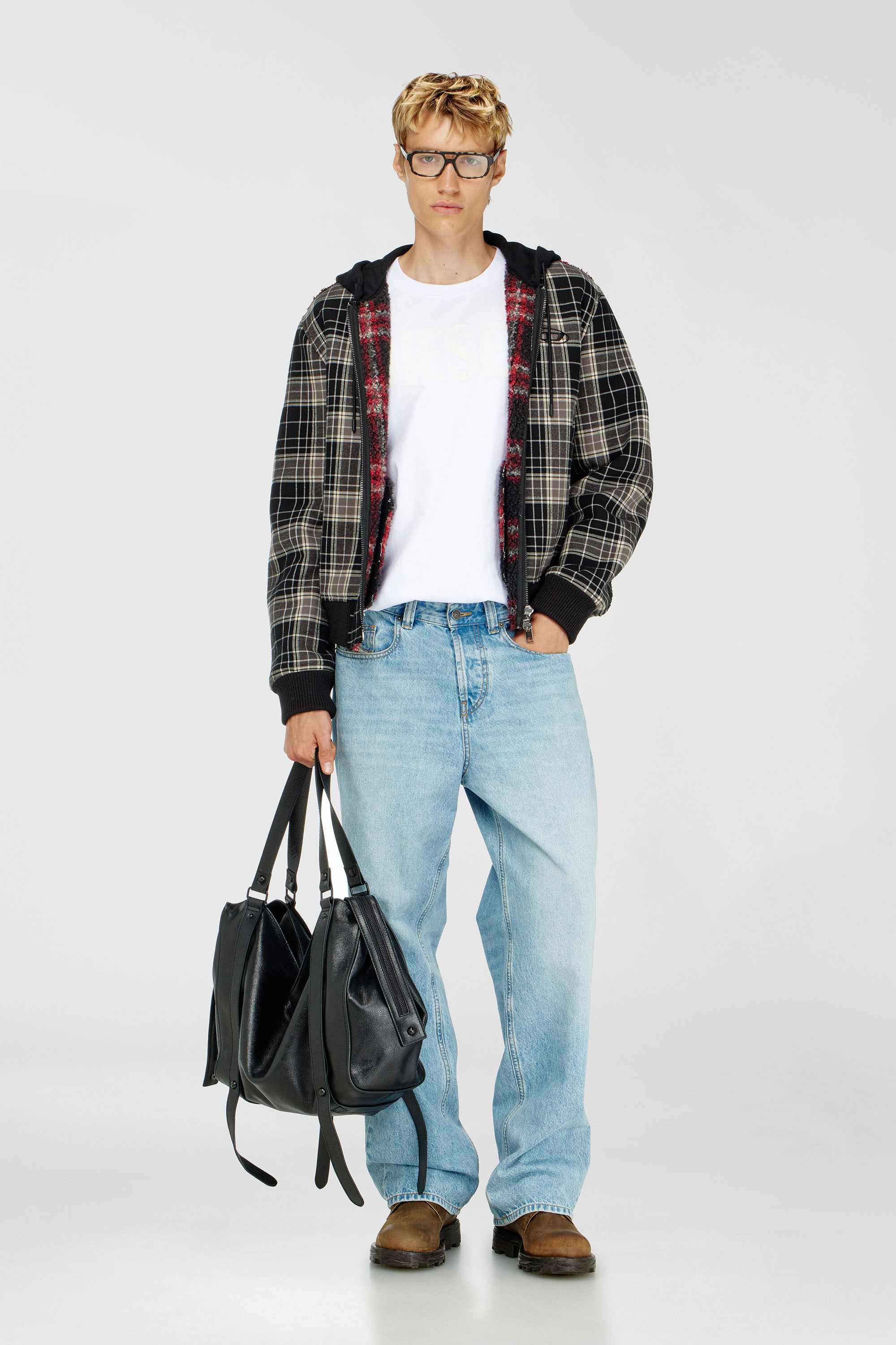 Diesel - T-JUST-APP-T92, T-shirt in cotone con stampa logo Diesel tono su tono Uomo in Bianco - 1