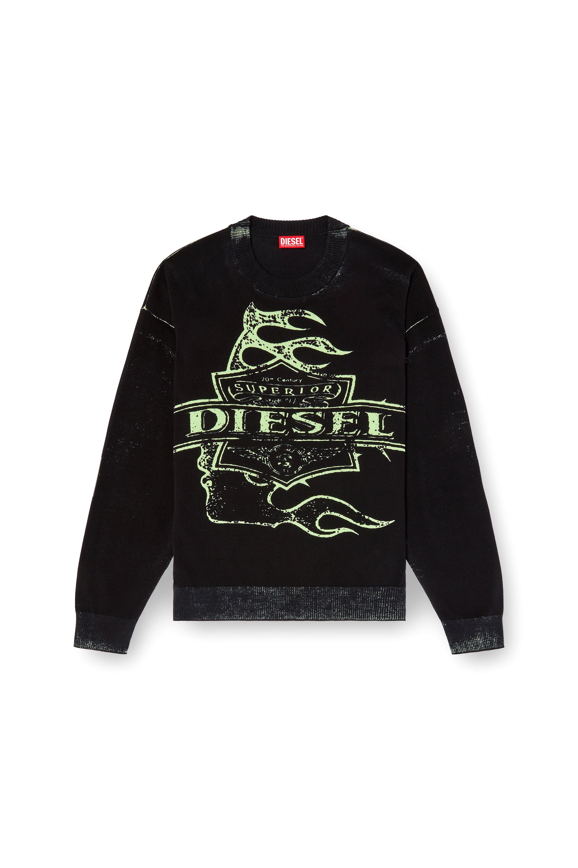 Diesel - K-BELEZ, Pull à logo imprimé inversé Homme in Noir - 3