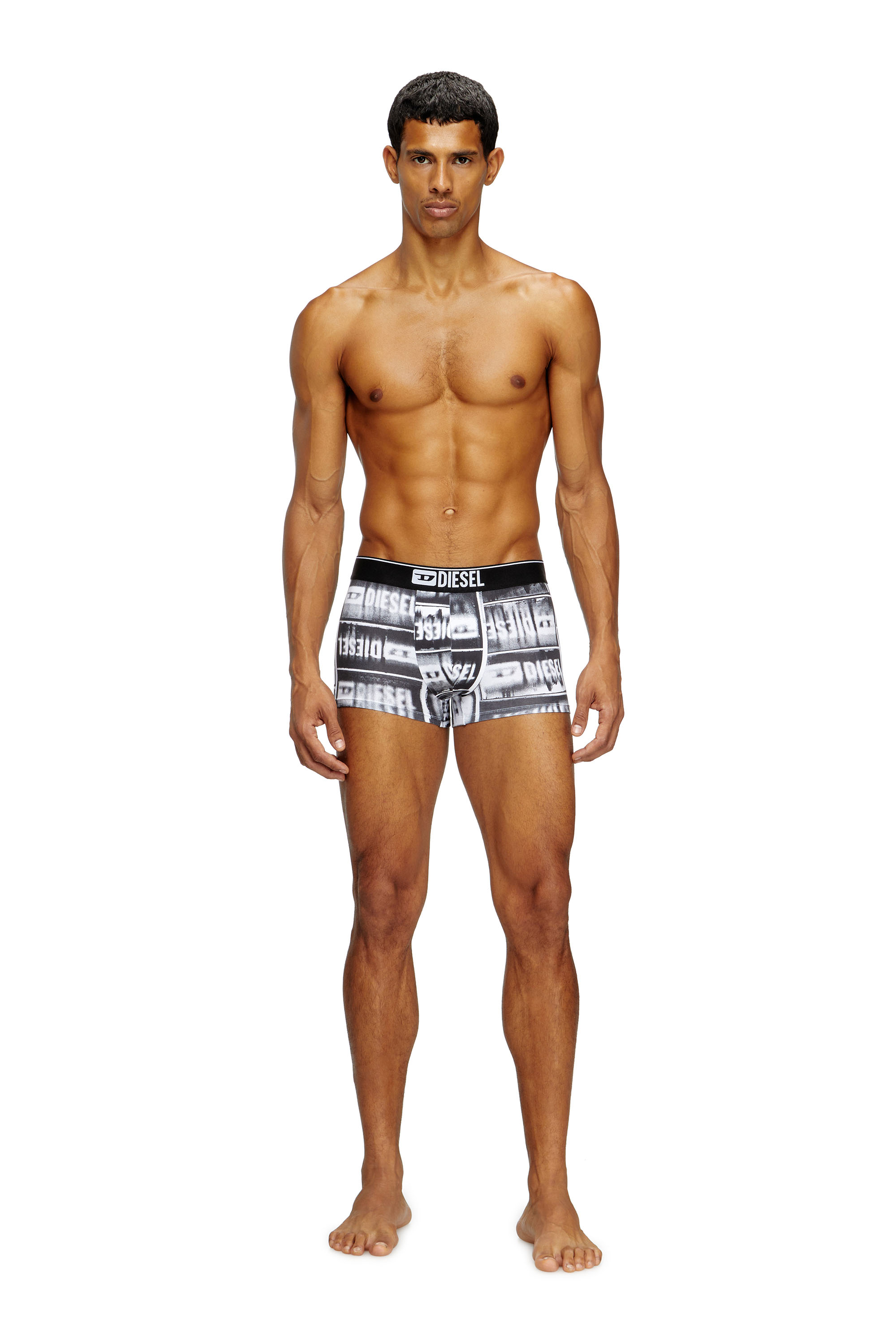 Diesel - DAMIEN-D-BOX, Boxer avec imprim&eacute; &agrave; logo d&eacute;lav&eacute; Homme in Noir - 1