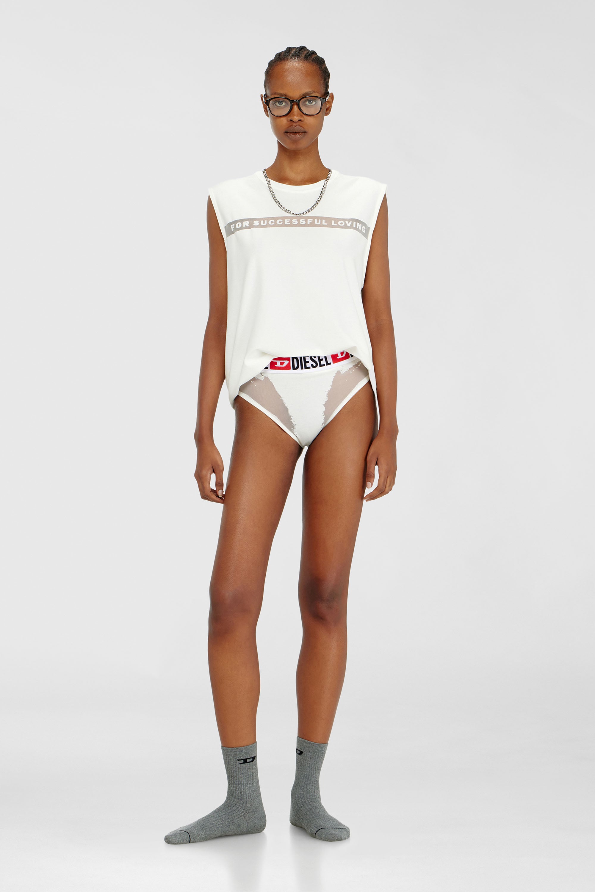 Diesel - PR-SAM-D-CORE, Damen Slips mit transparentem Devor&eacute;-Effekt in Wei&szlig; - 1