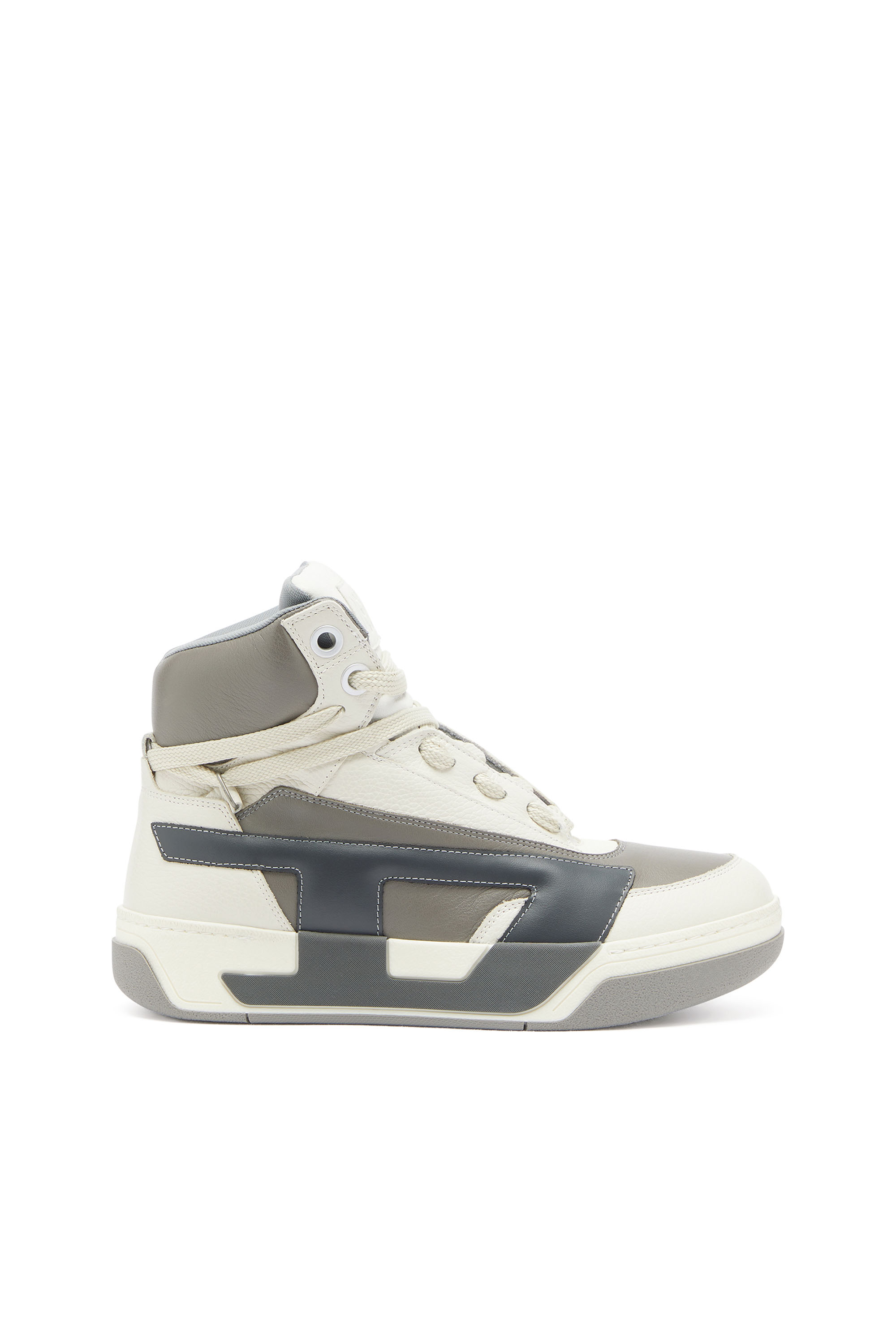Diesel - S-D-OLLIE MID, Herren S-D-Ollie - High-Top-Sneaker aus Leder mit D-Logo in Wei&szlig;/Grau - 1