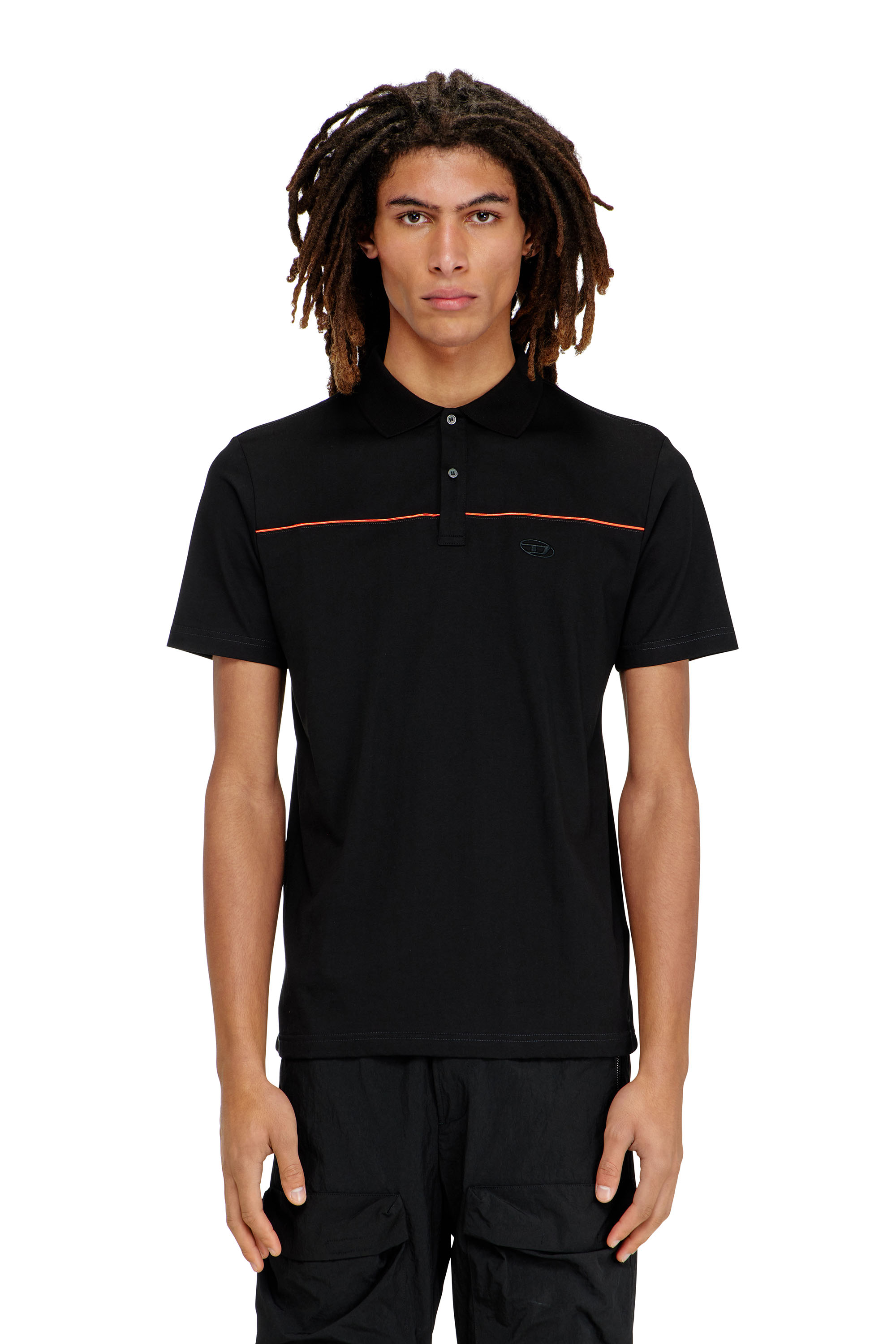 Diesel - T-REJUST-PIPING, Polo avec passepoil contrastant Homme in Noir - 3