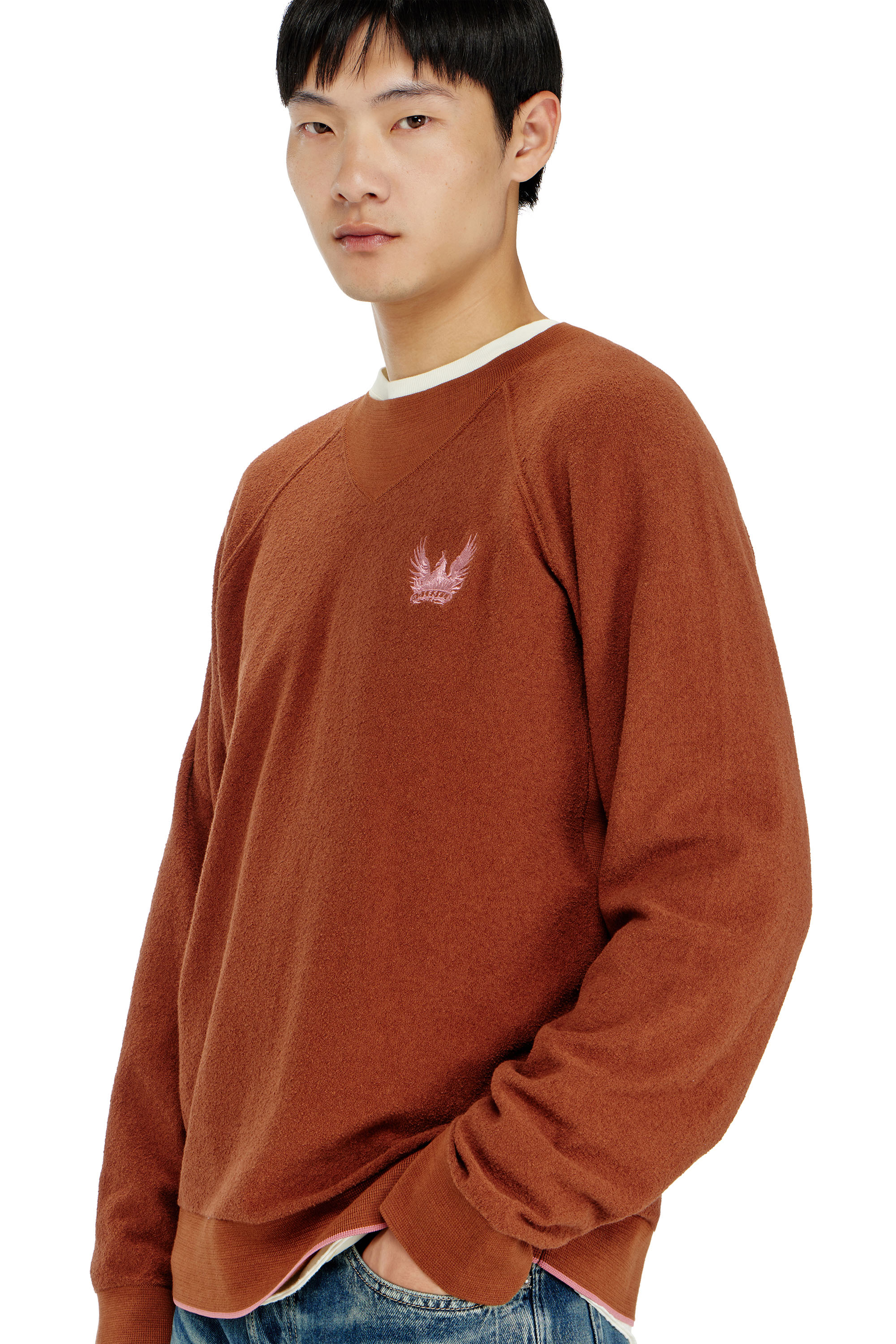 Diesel - K-RALFS, Herren Boucl&eacute;-Pullover mit Phoenix-Stickerei in null - 5