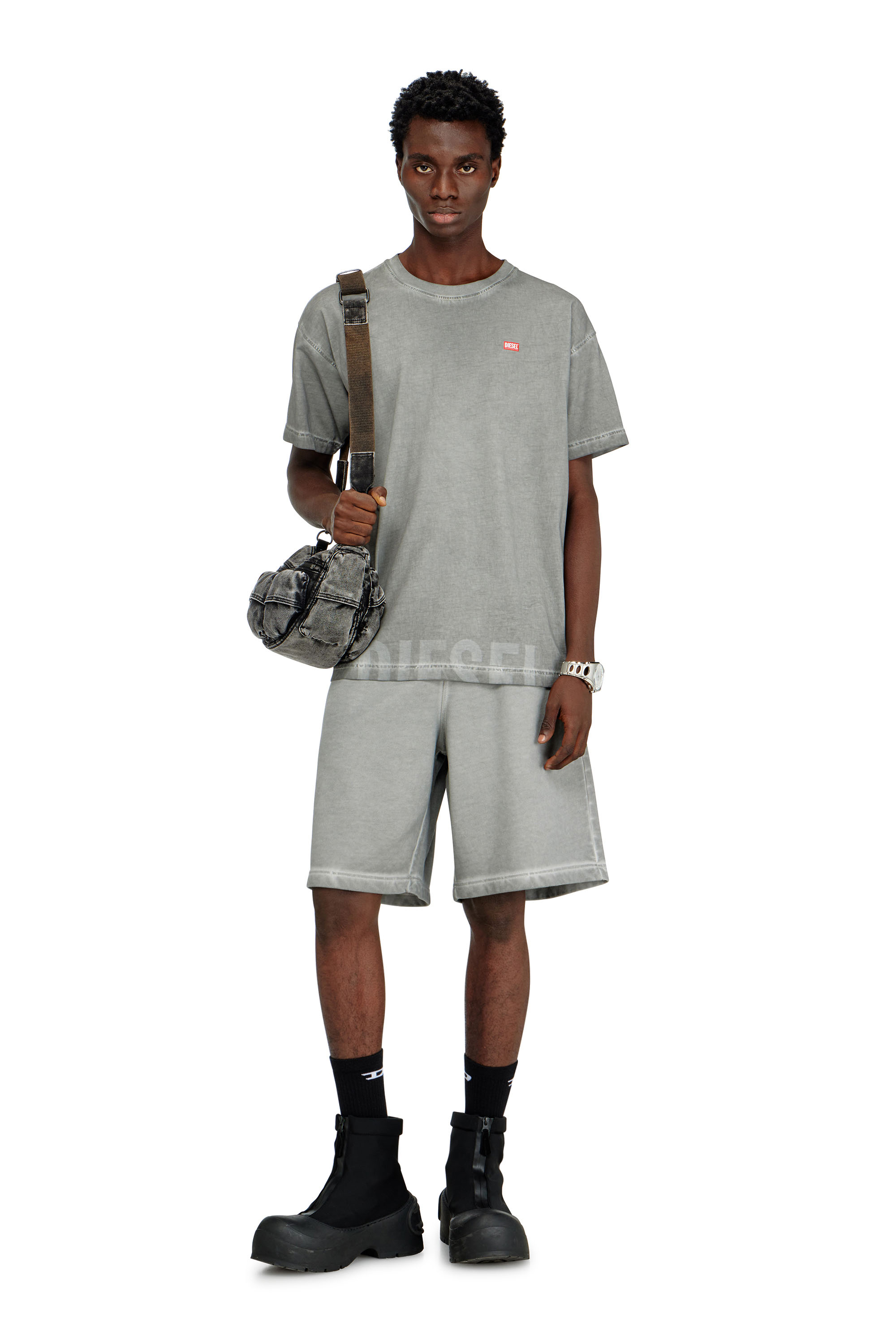 Diesel - T-NORM-T7, T-shirt girocollo in cotone con stampa Uomo in Grigio - 2