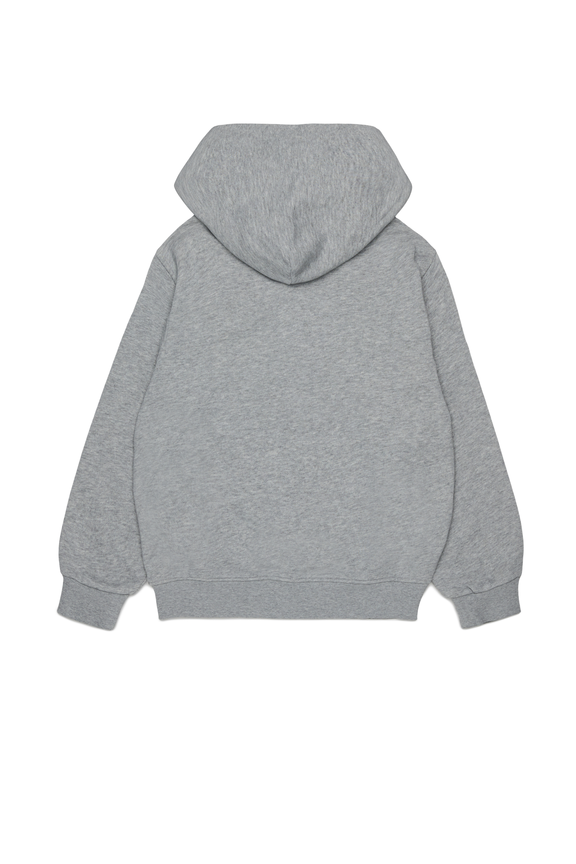 Diesel - SJEANSHOOD OVER, Sweat &agrave; capuche zipp&eacute; avec logo effiloch&eacute; Homme in Gris - 2