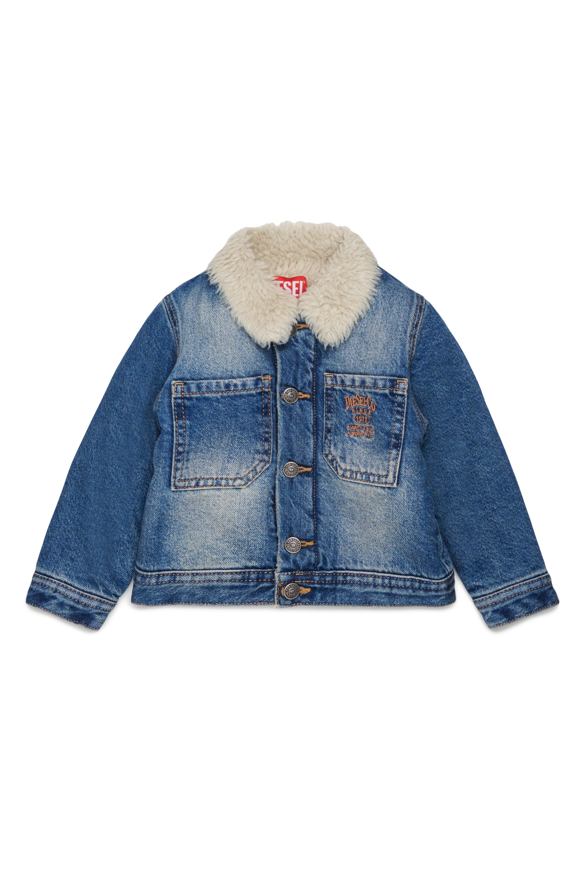 Diesel - JOMYB-FUR, Giacca in denim con collo sherpa Unisex in Blu - 1