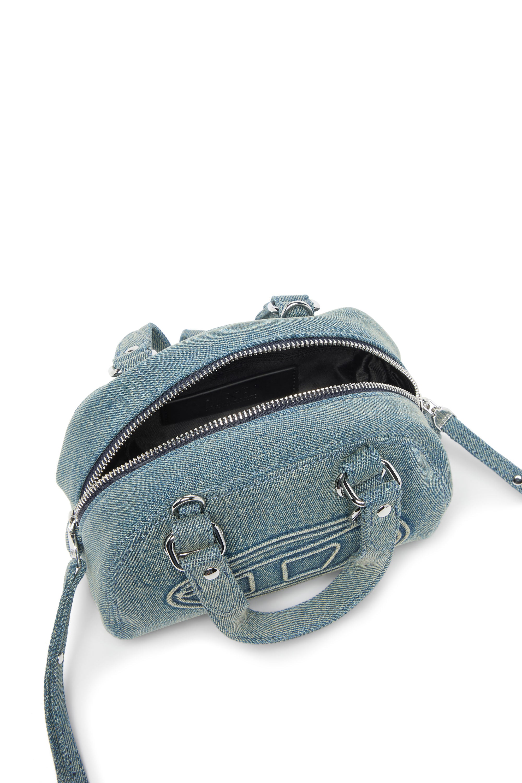 Diesel - 1DR DOME SOFT CROSSBODY, 1DR Dome-Borsa bowling piccola in denim con logo Oval D Unisex in Blu - 3