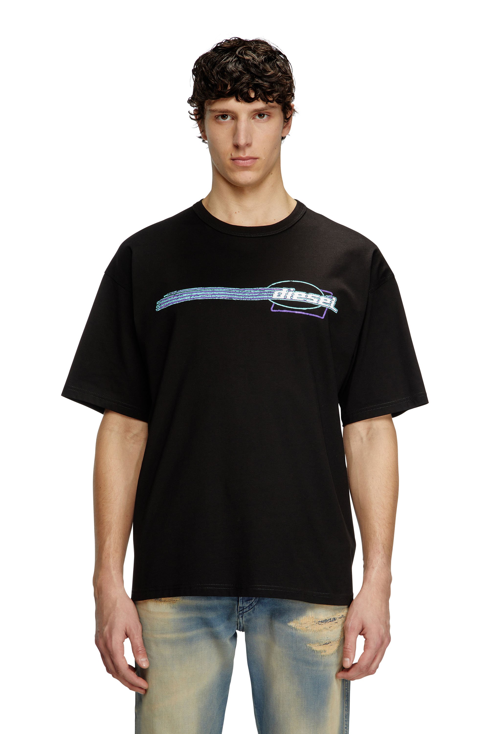 Diesel - T-BOXT-R16, T-shirt avec graphismes de logo floqué Homme in Noir - 1