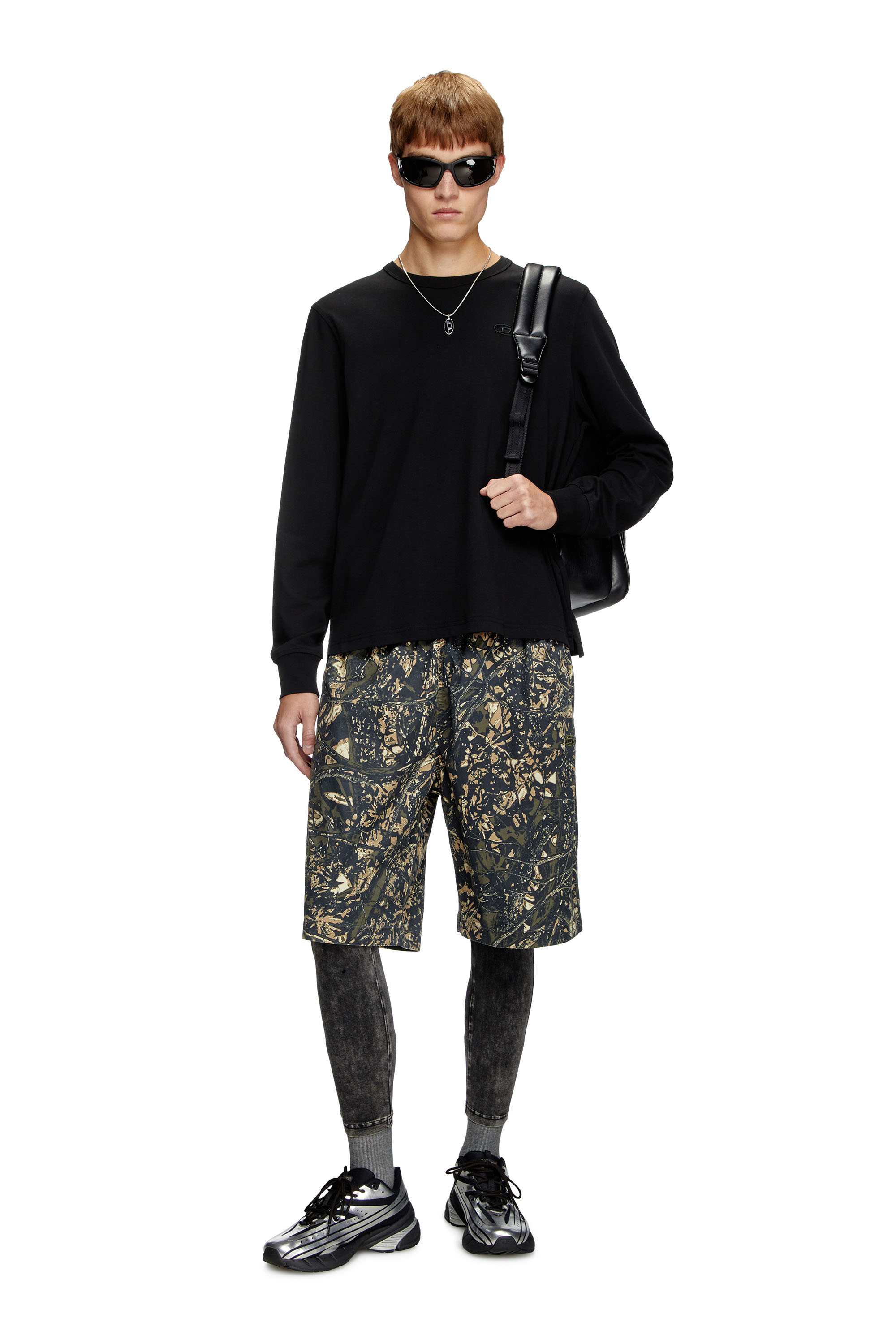 Diesel - T-ADJUST-LS-SLITS-R17, Man's Long-sleeve T-shirt with logo embroidery in Black - 1