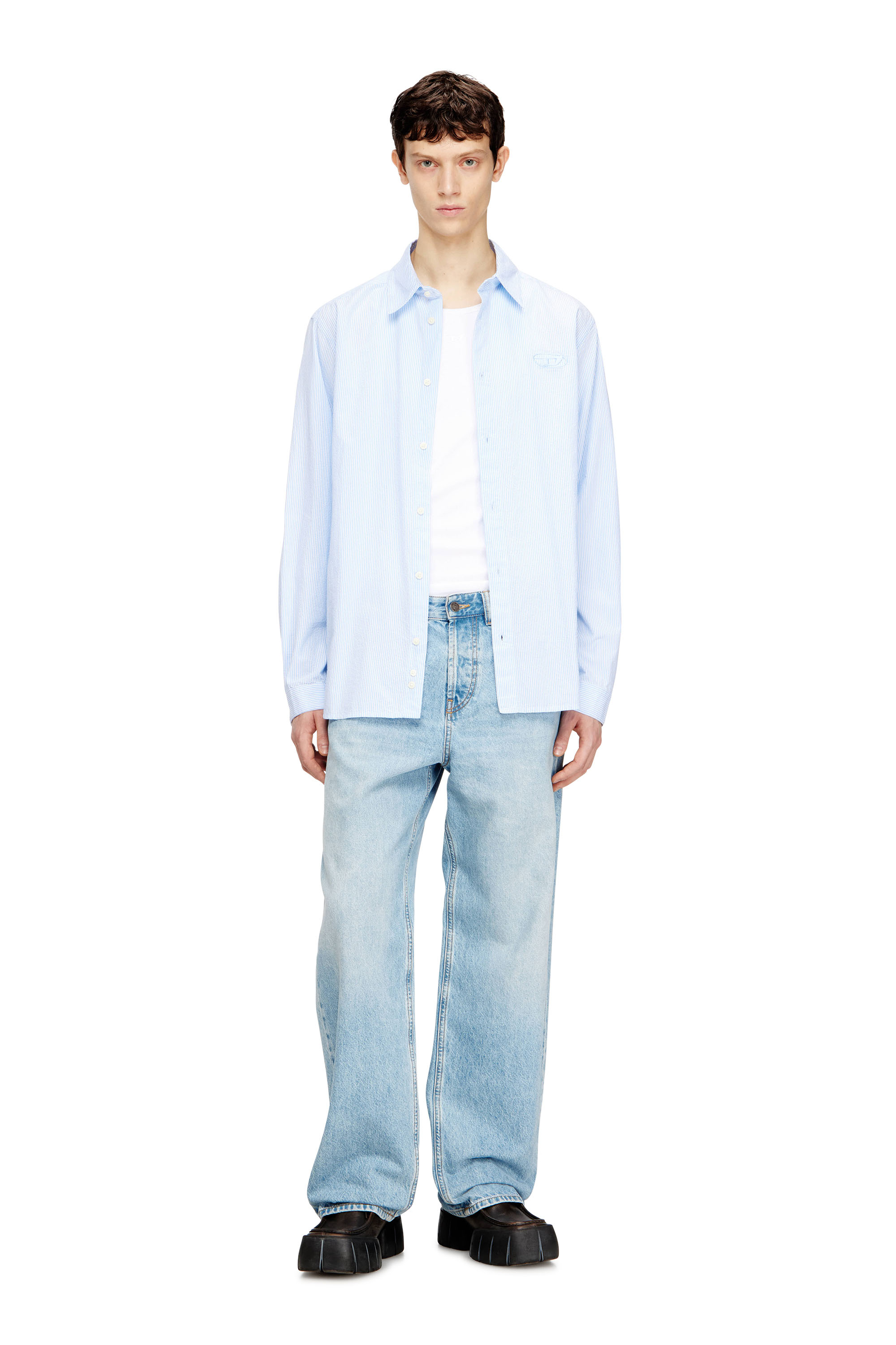 Diesel - S-SIMPLY-BKBZ, Chemise ray&eacute;e en coton froiss&eacute; Homme in Polychrome - 2