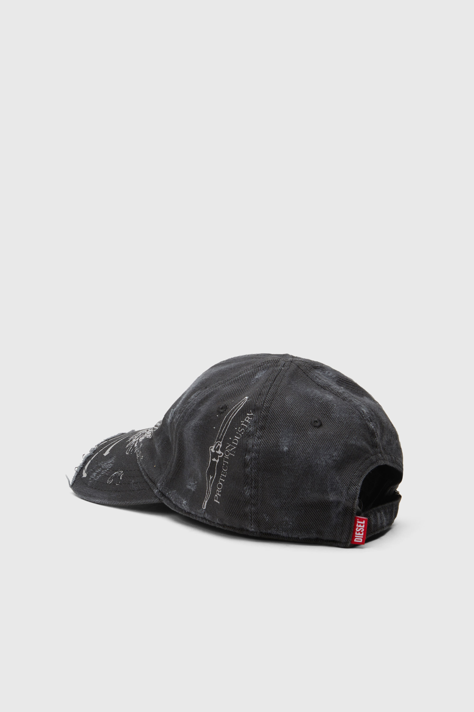 Diesel - C-FENIX, Casquette de baseball effet vieilli avec imprim&eacute; du ph&eacute;nix Homme in Noir - 2