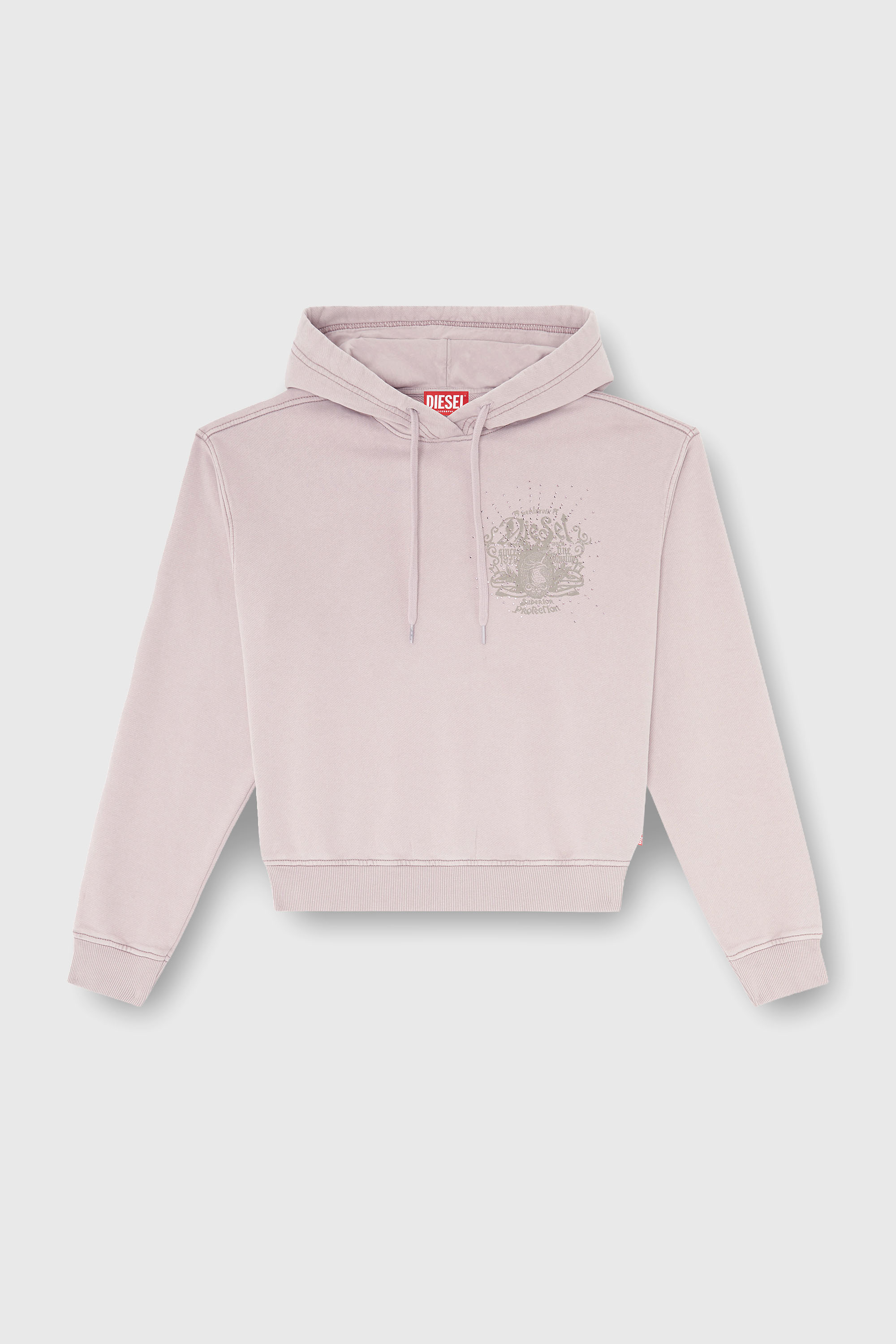 Diesel - F-PHOENY, Sweat &agrave; capuche avec imprim&eacute;s et clous strass Femme in Violet - 2