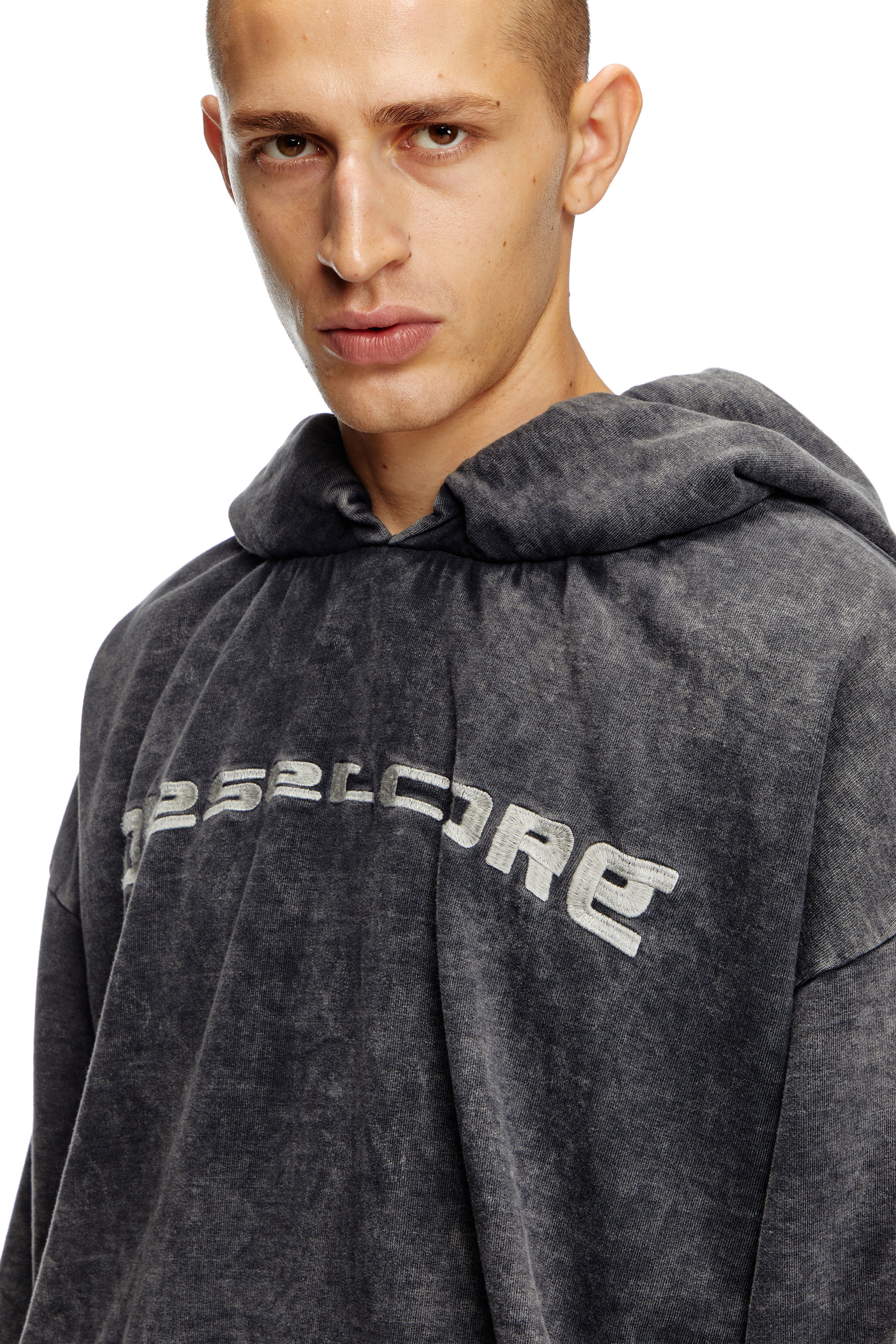 Diesel - S-FISHY, Sweat-shirt à capuche effet denim Homme in Noir - 5