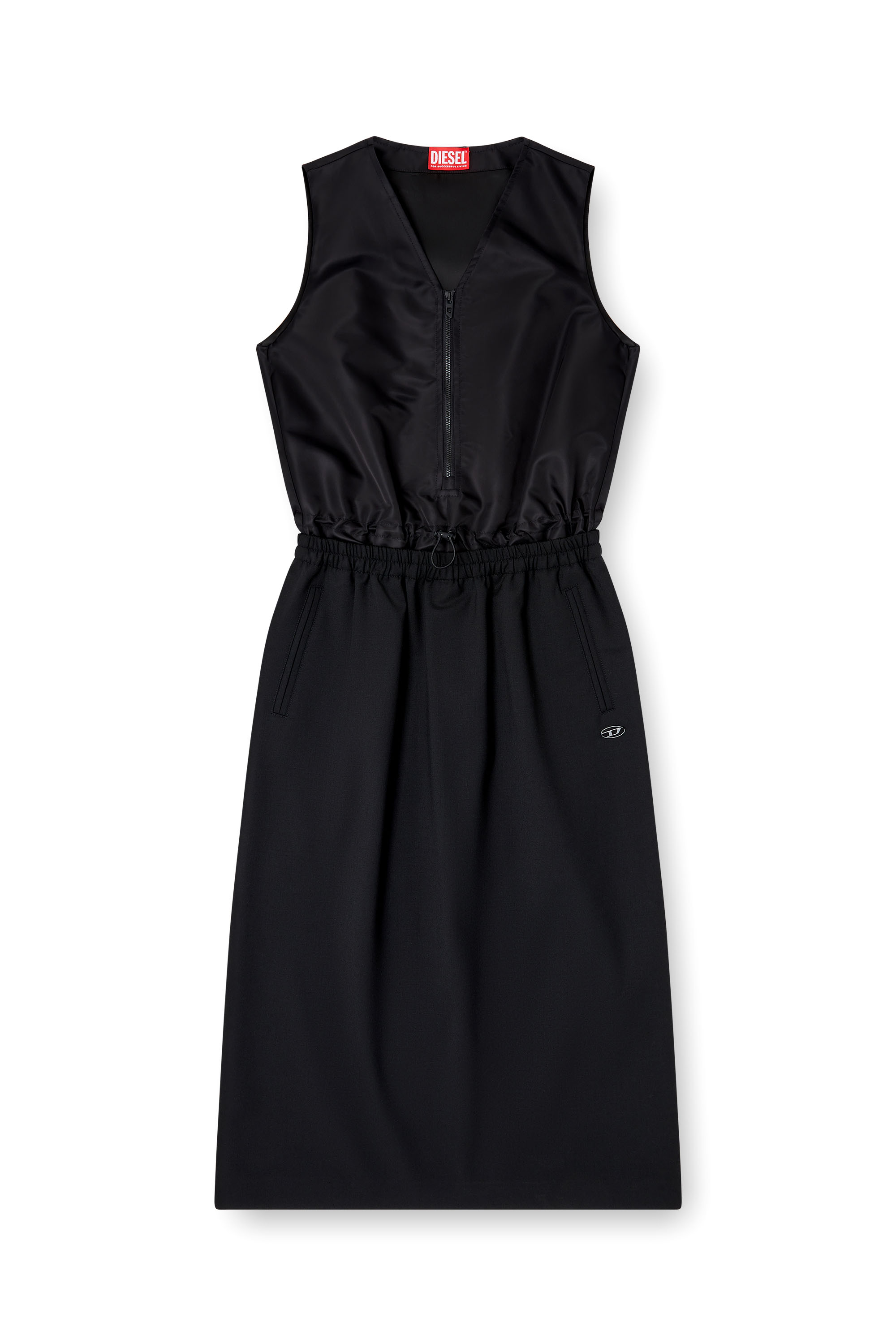 Diesel - D-RUID-R2, Damen Midikleid mit Rock aus Wolle in Schwarz - 2