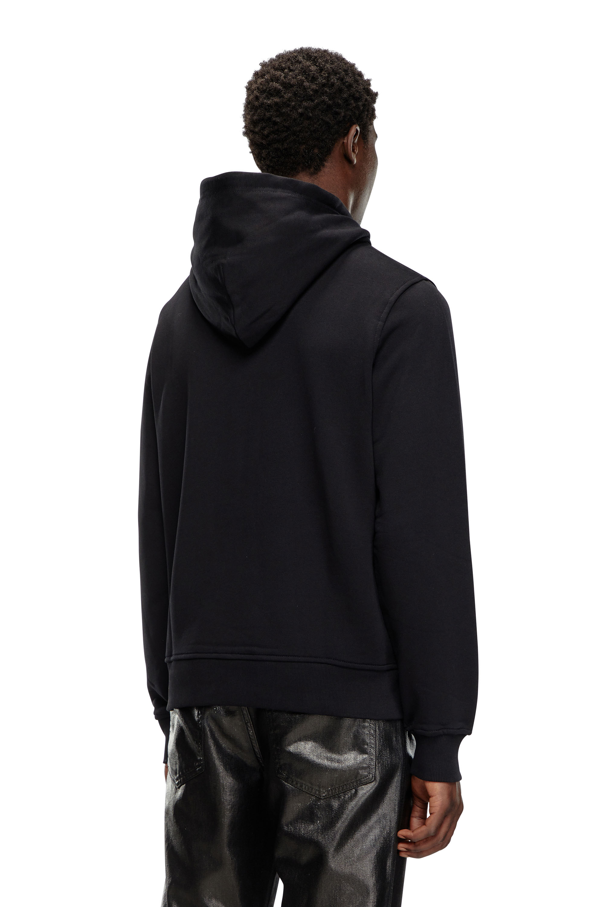 Diesel - S-GINN-HOOD-D, Man Cotton hoodie with mini D patch in Black - Image 4