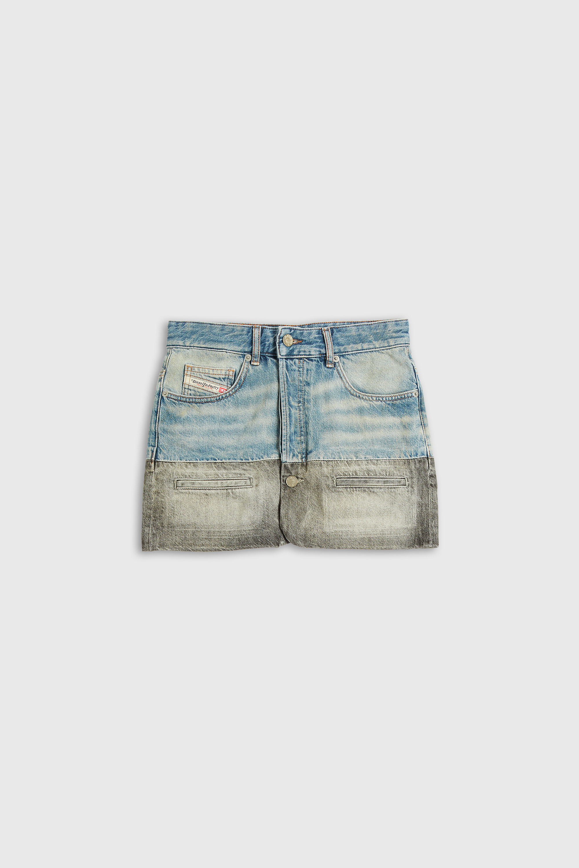 Diesel - DE-RONEE-S1, Minigonna in denim con orlo a contrasto Donna in Multicolor - 2