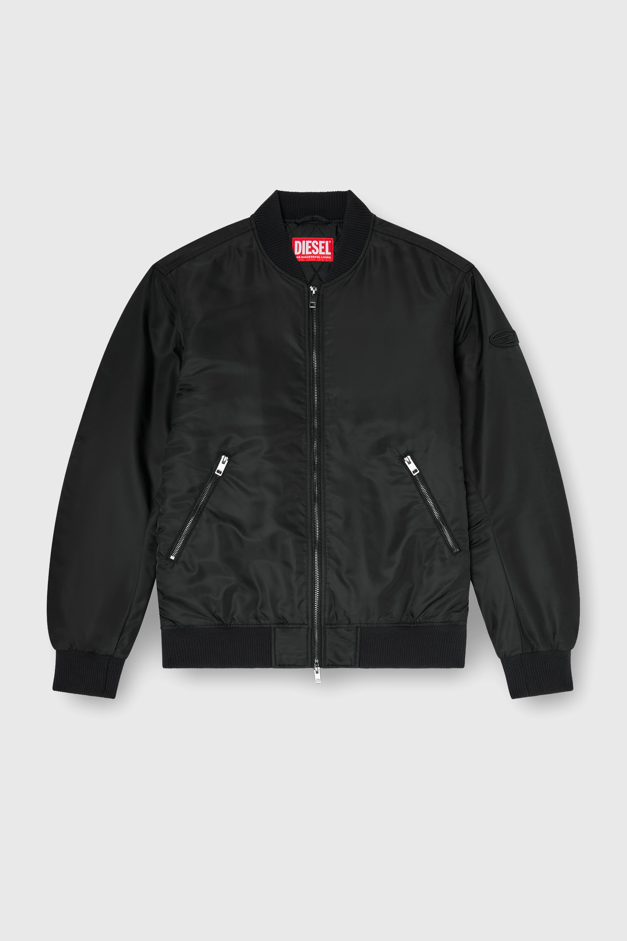 Diesel - J-ROSS-T92, Herren Nylon-Bomberjacke mit Rippb&uuml;ndchen in Schwarz - 2
