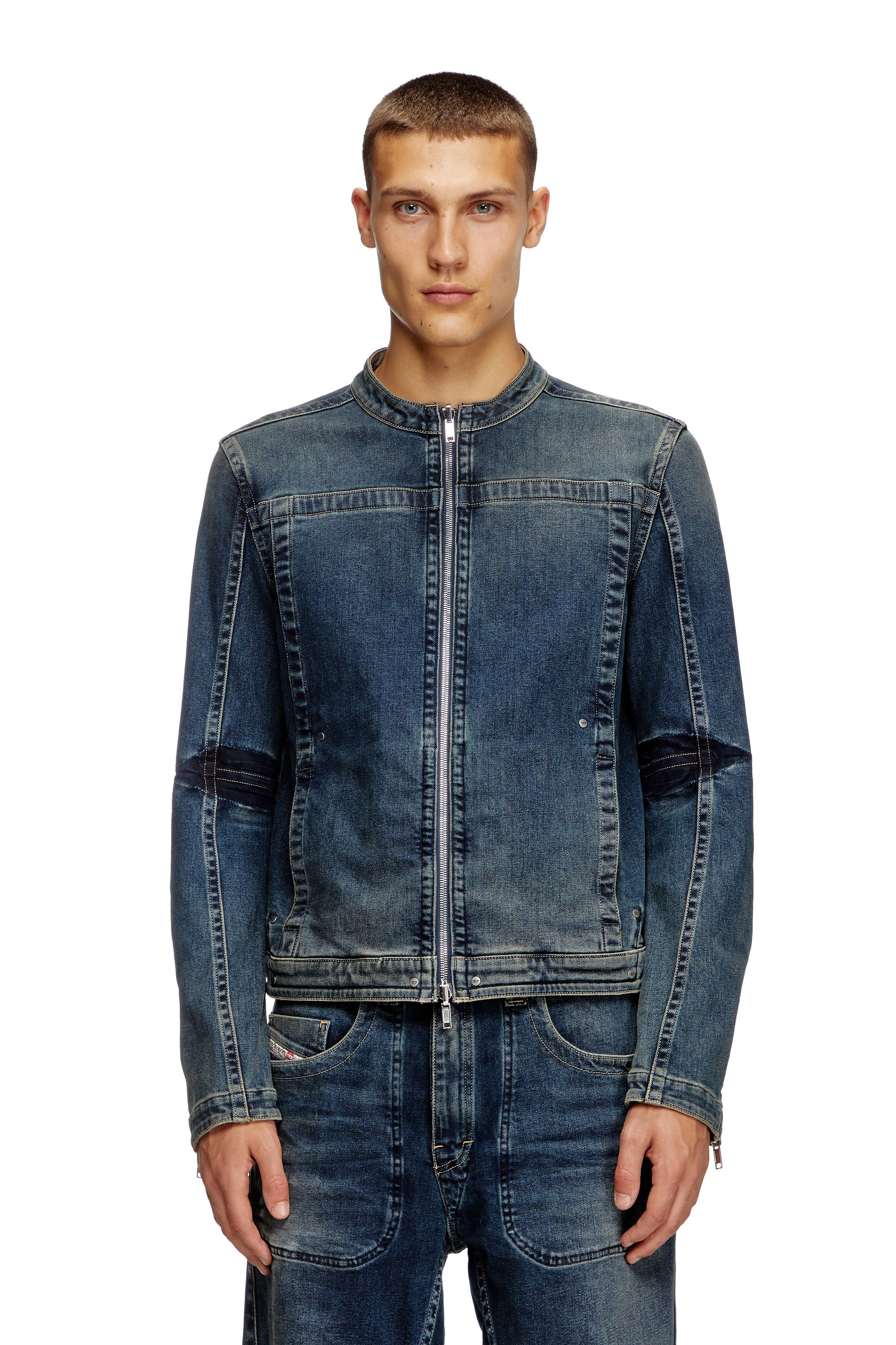 Diesel - D-GLORY-RE, Veste biker en denim Rehab Homme in Bleu - 5