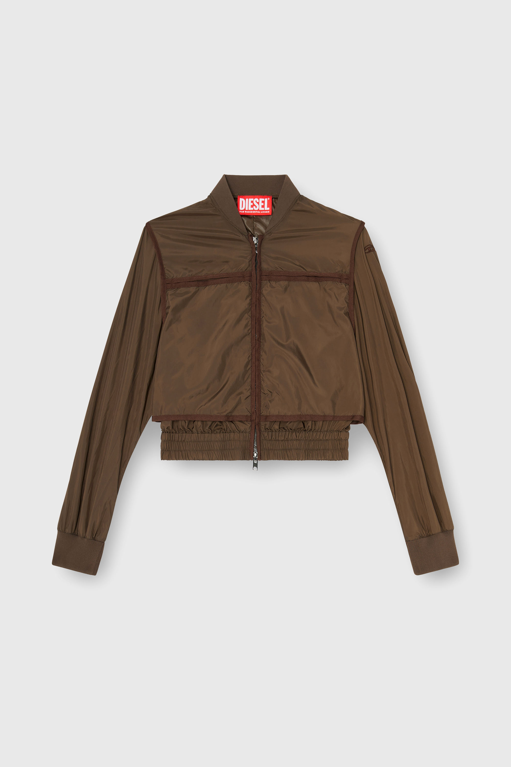 Diesel - G-OTHAM, Veste en nylon avec bandes ton sur ton Femme in Marron - 2