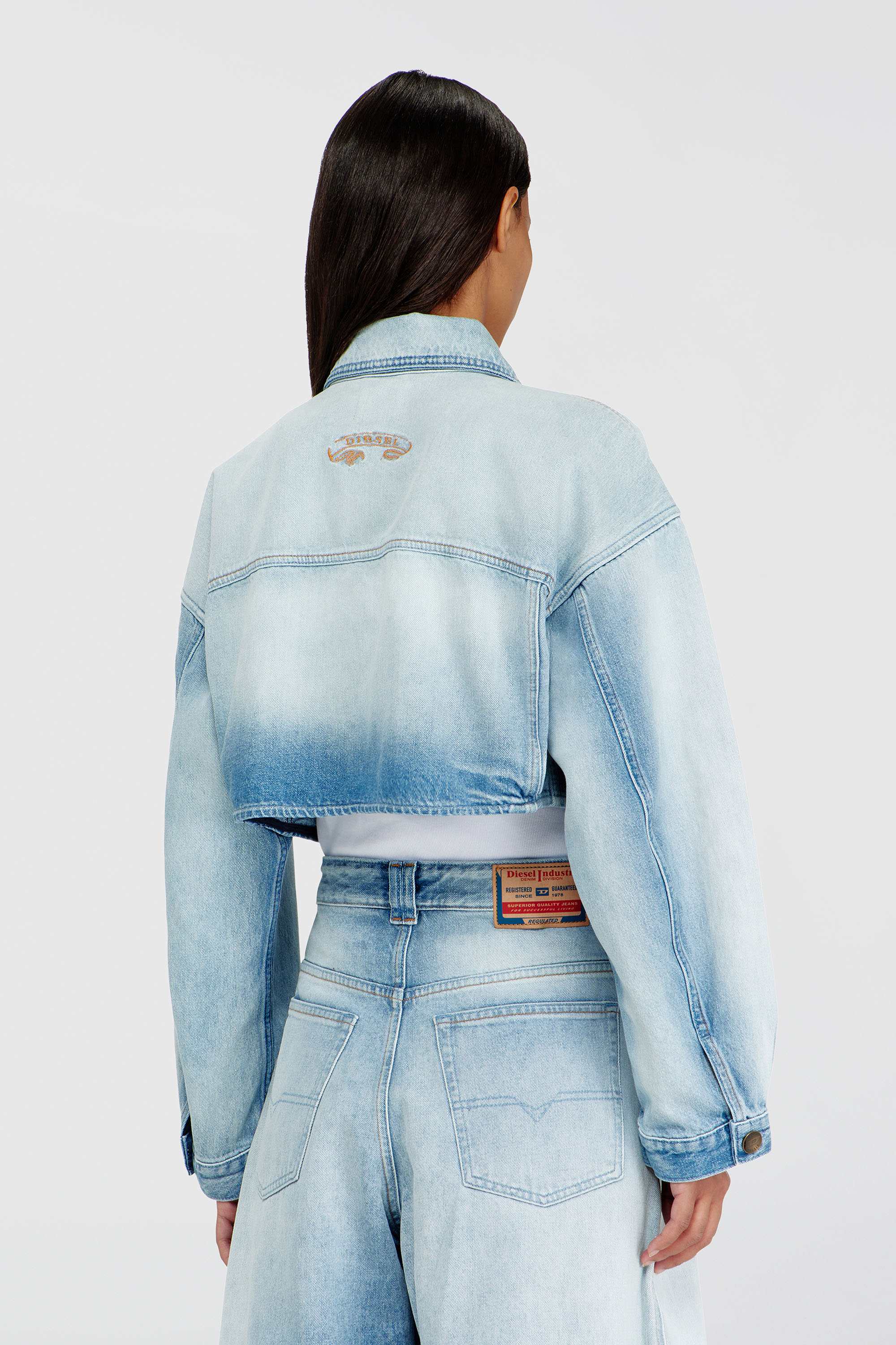 Diesel - DE-MALLEY-S, Giacca trucker oversize corta Donna in Blu - 4