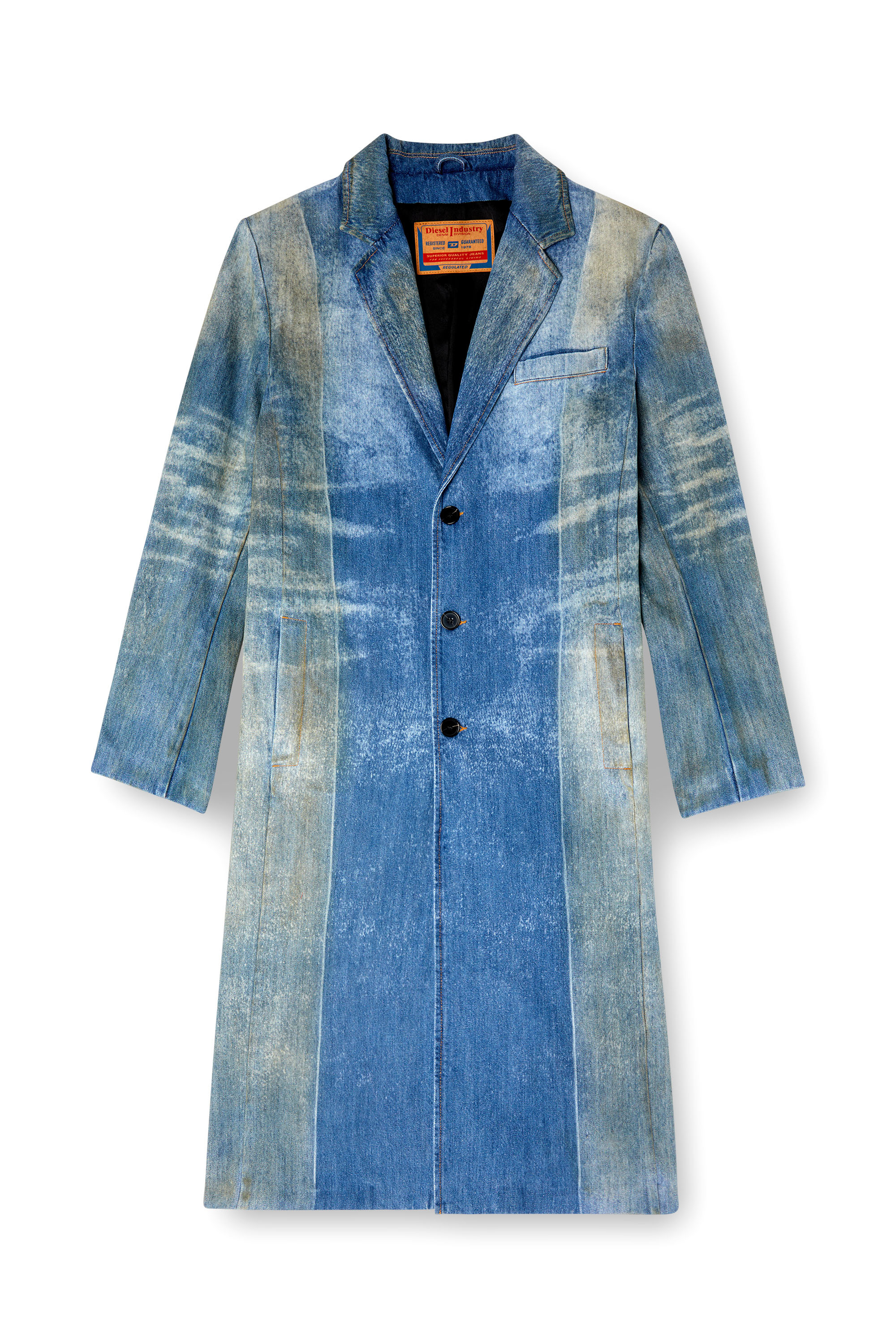 Diesel - D-BALZER-MID-FSF, Cappotto in denim con motivo solarizzato Uomo in Blu - 3