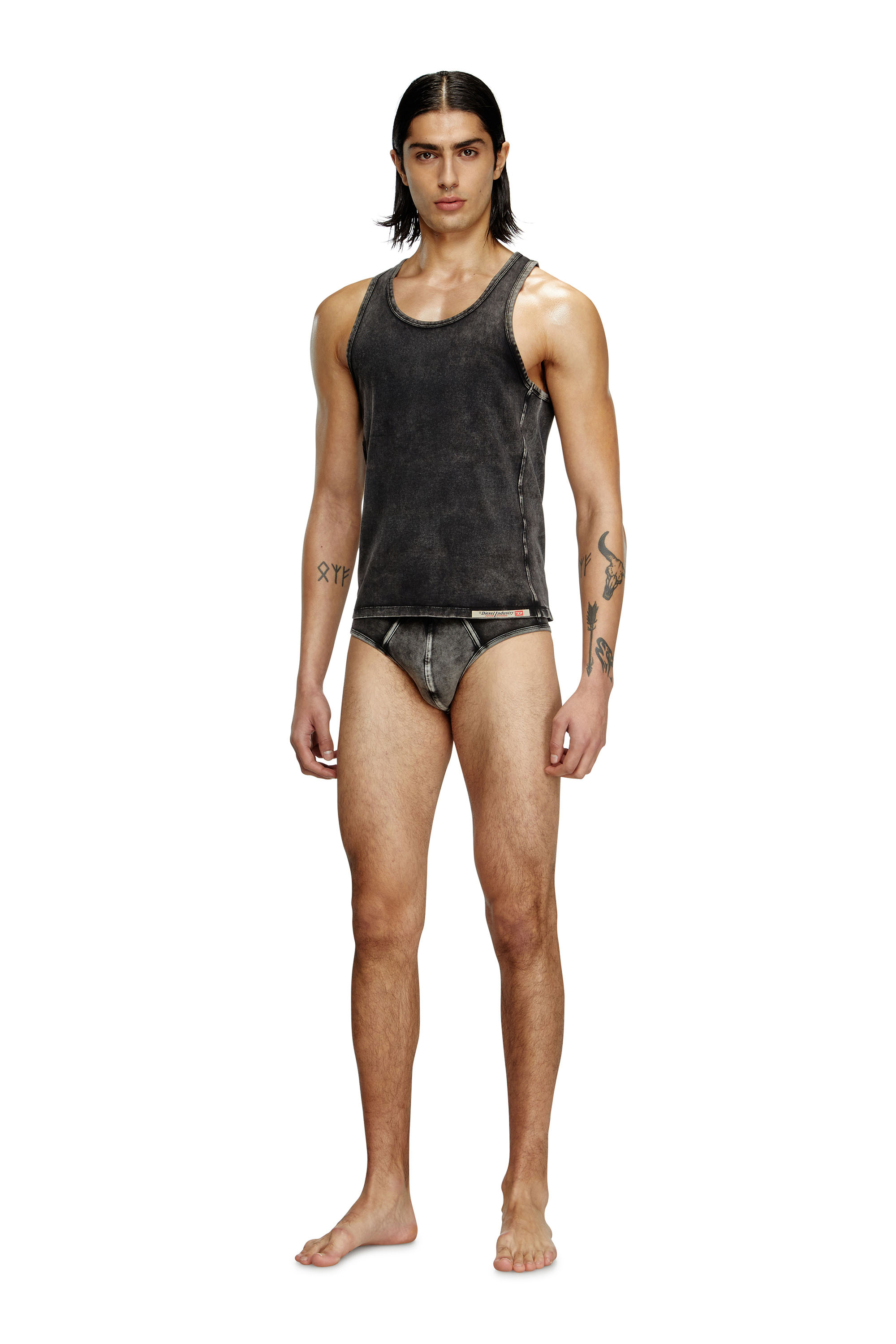 Diesel - WALTY-DNM, Canotta effetto denim Uomo in Nero - 2