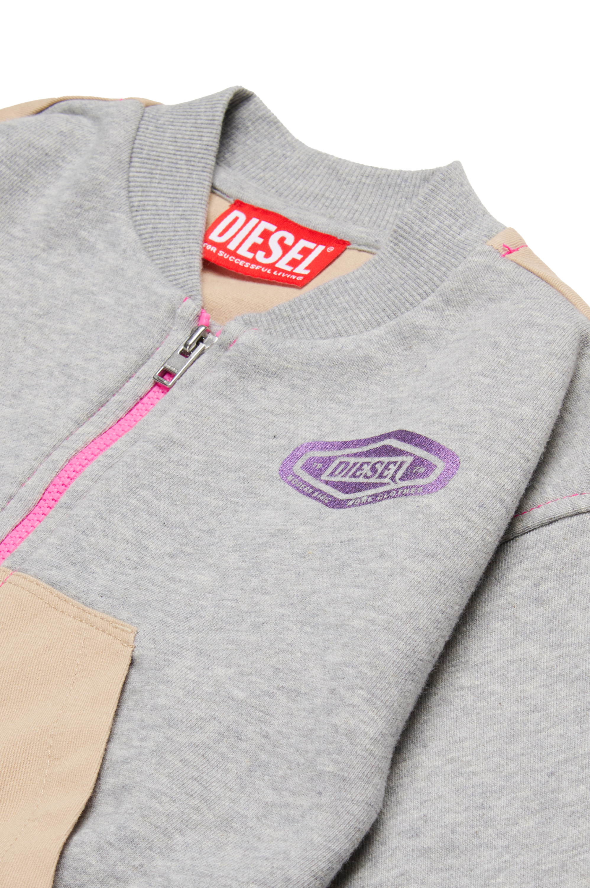 Diesel - SPERUB, Sweat-shirt de style bomber avec un mélange de matières Femme in Gris - 3