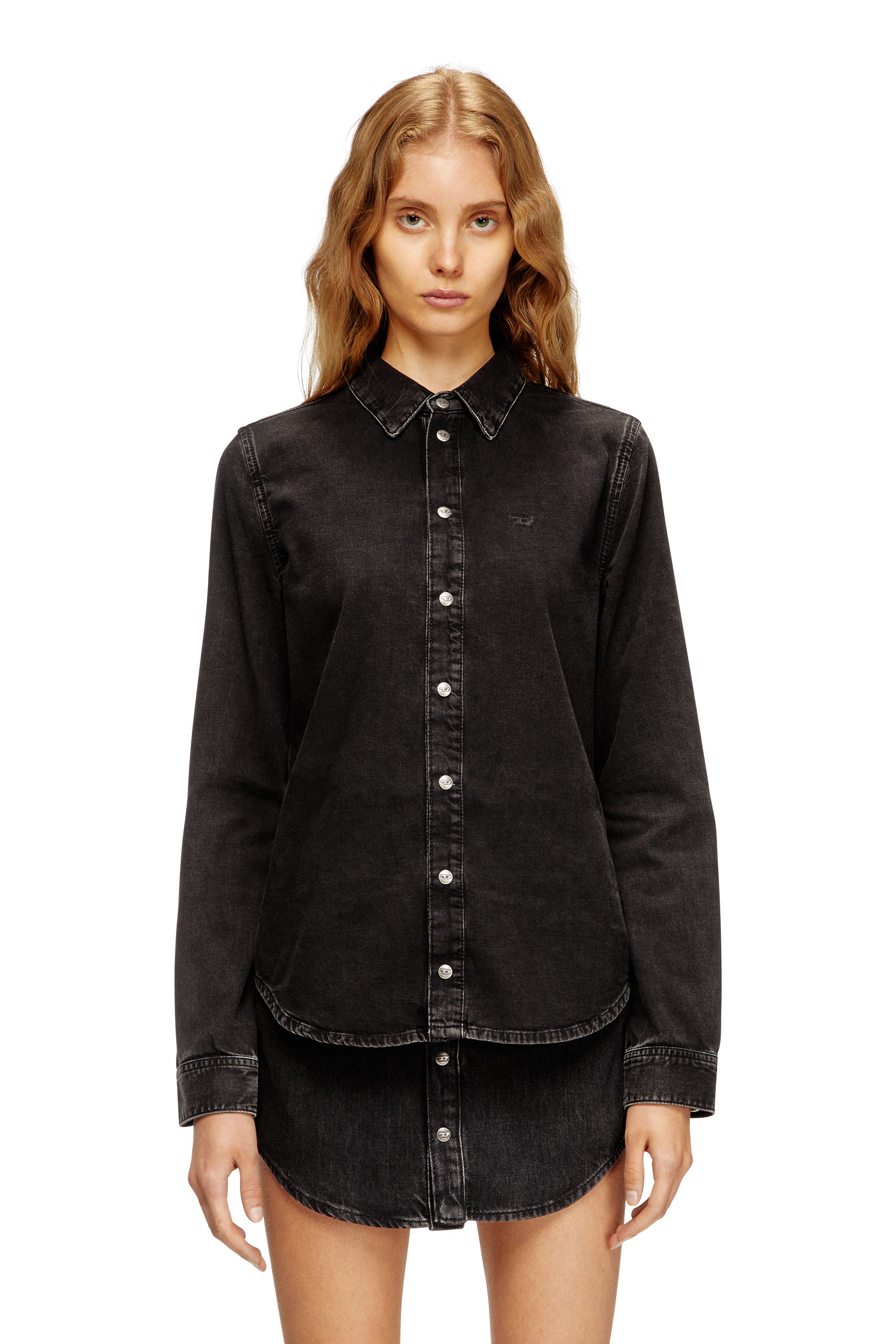 Diesel - DE-EAZY, Camicia in denim con cuciture a contrasto Donna in ToBeDefined - 1