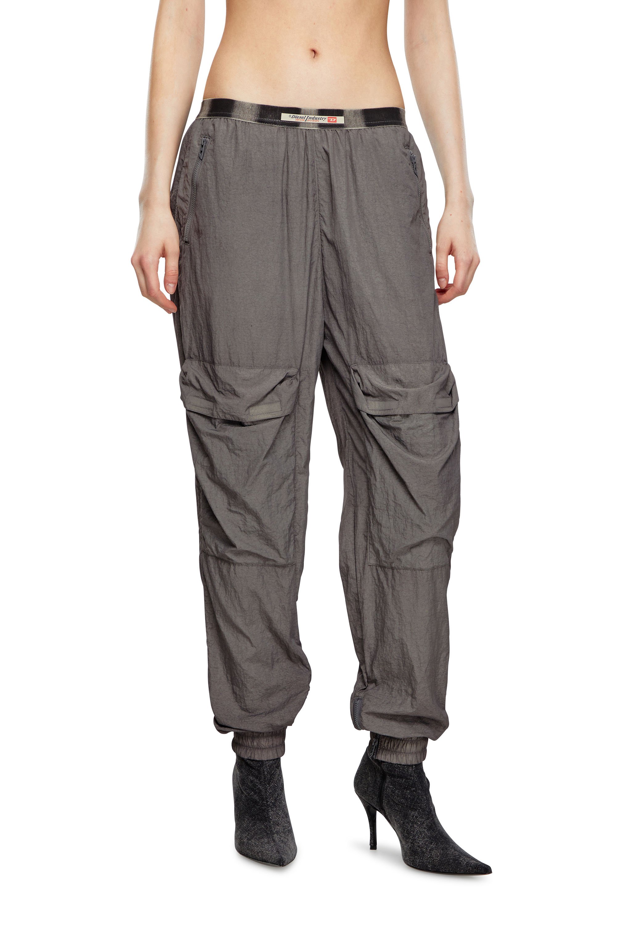 Diesel - P-ARADISE, Woman Cargo pants in faded nylon in Grey - Image 1