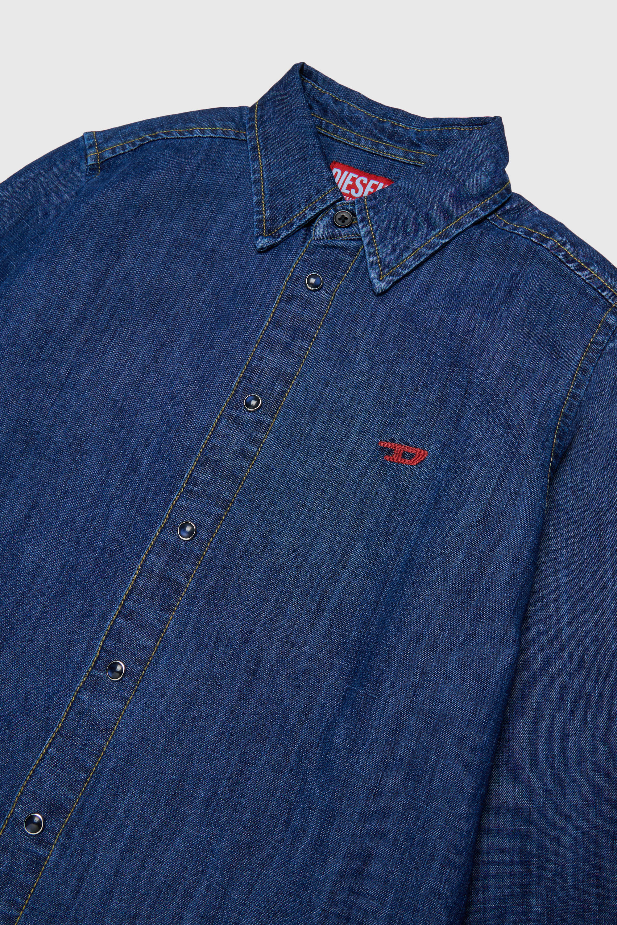 Diesel - CSIMPLY-OVER, Camicia in denim con ricamo logo D Uomo in Blu - 3