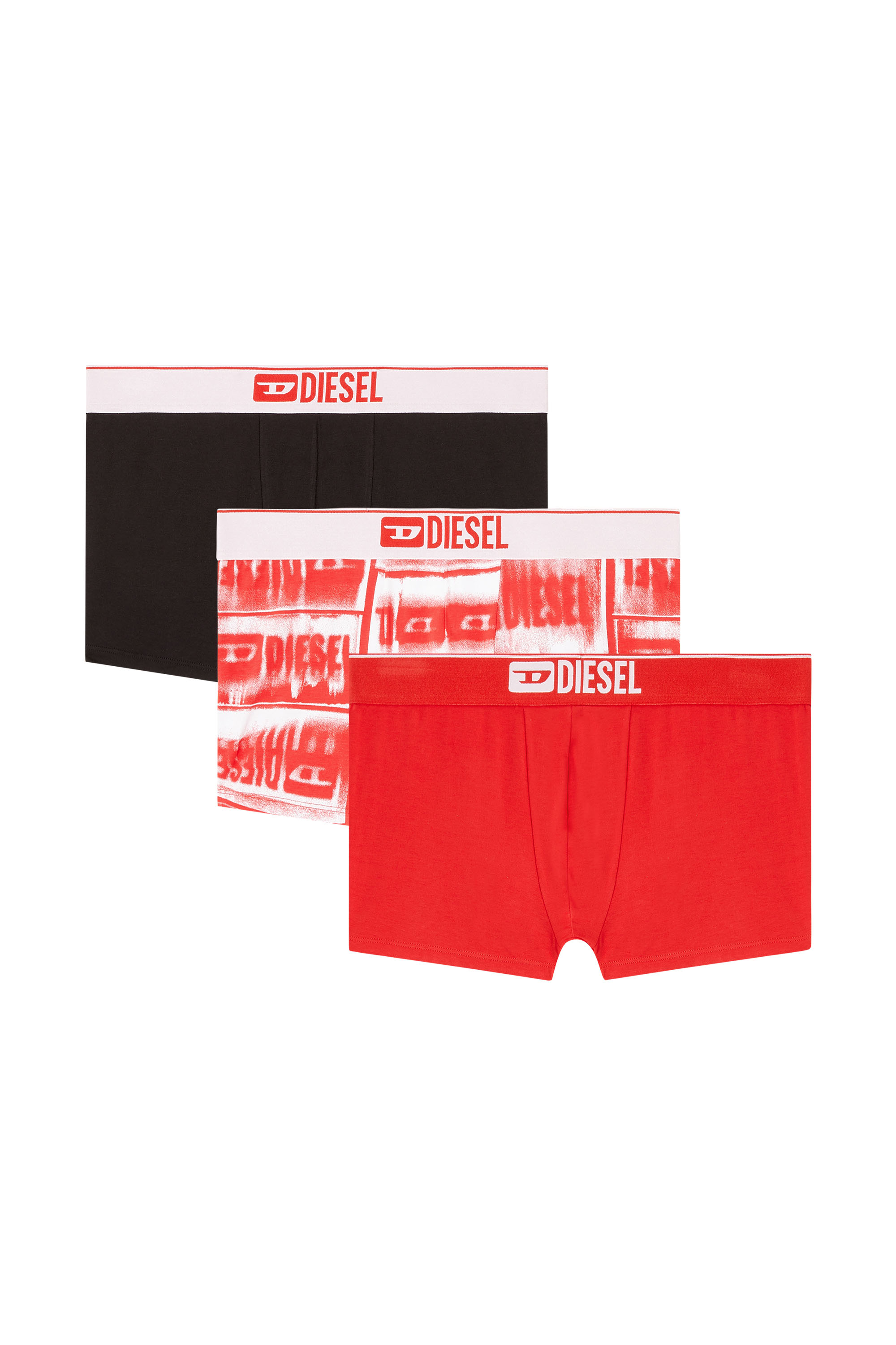Diesel - DAMIEN-D-BOX-3PACK, Herren Retropants aus Stretch-Baumwolle im Dreierpack in Rot/Weiss - 1