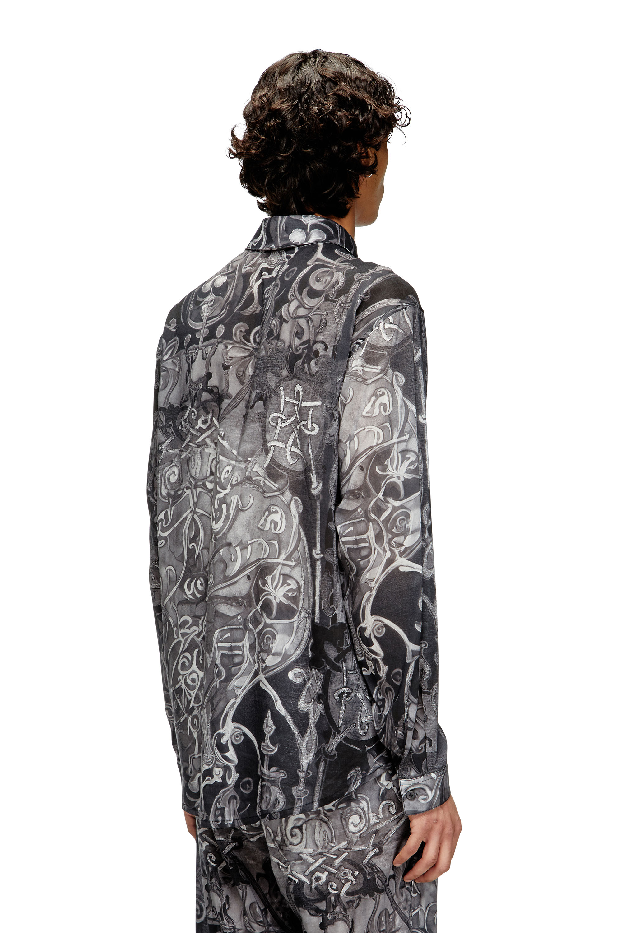 Diesel - S-SIMPLY-B-AJFW, Chemise en TENCEL™ avec imprimé médiéval Homme in Noir - 4
